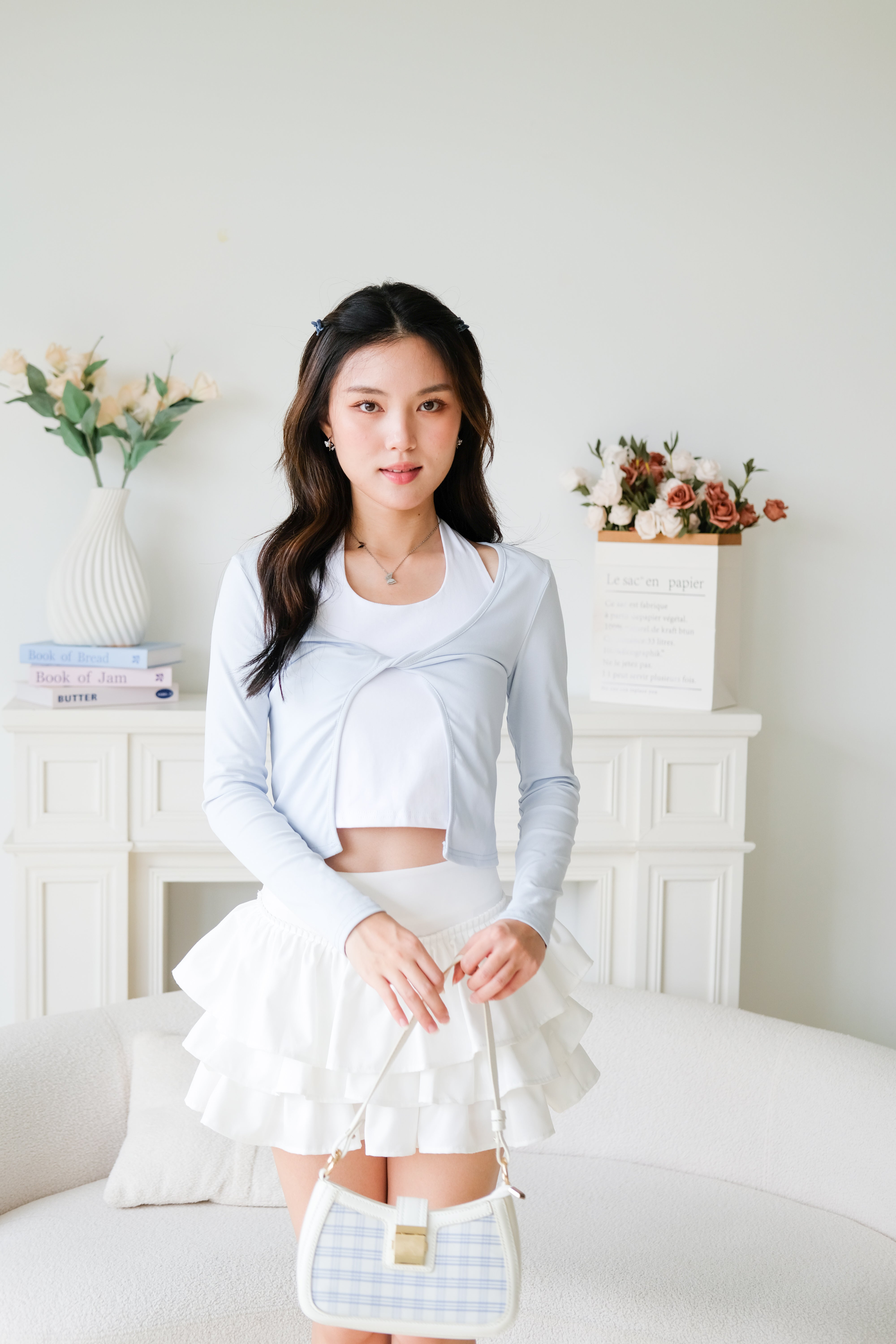 Bonnie Halter Cardigan Set (Baby Blue)