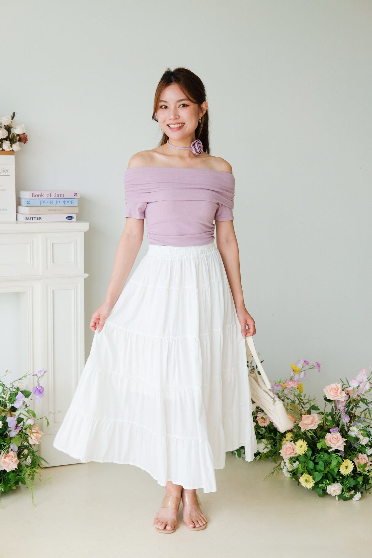 Willa Tiered Maxi Skirt (White)