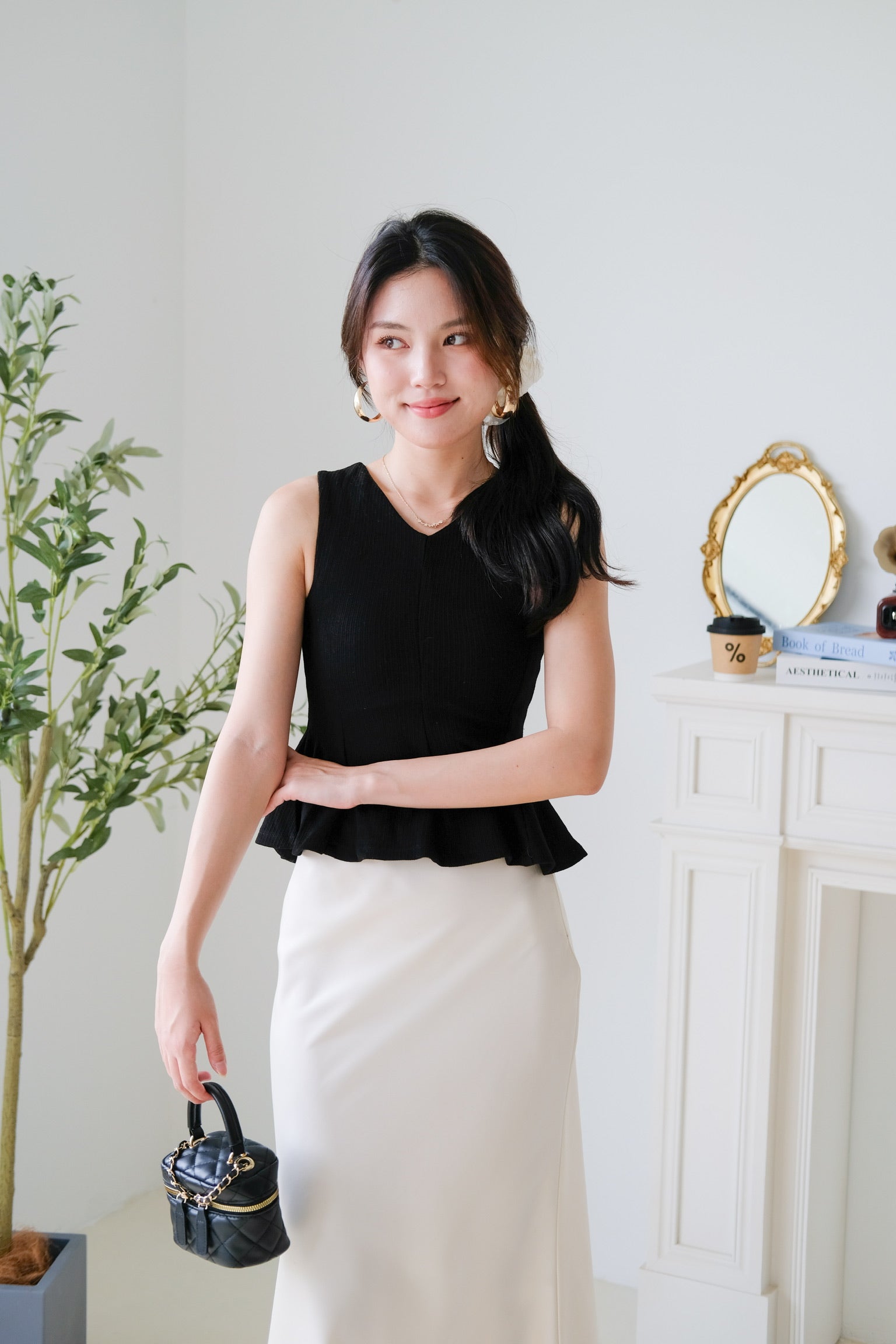 Poppy Peplum Top (Black)