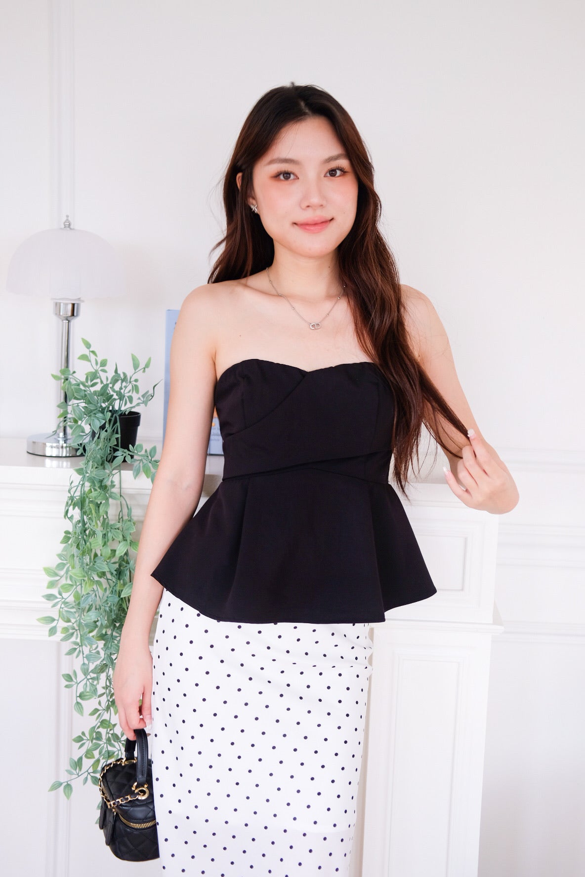 Riviera 2 Ways Padded Peplum Top (Black)