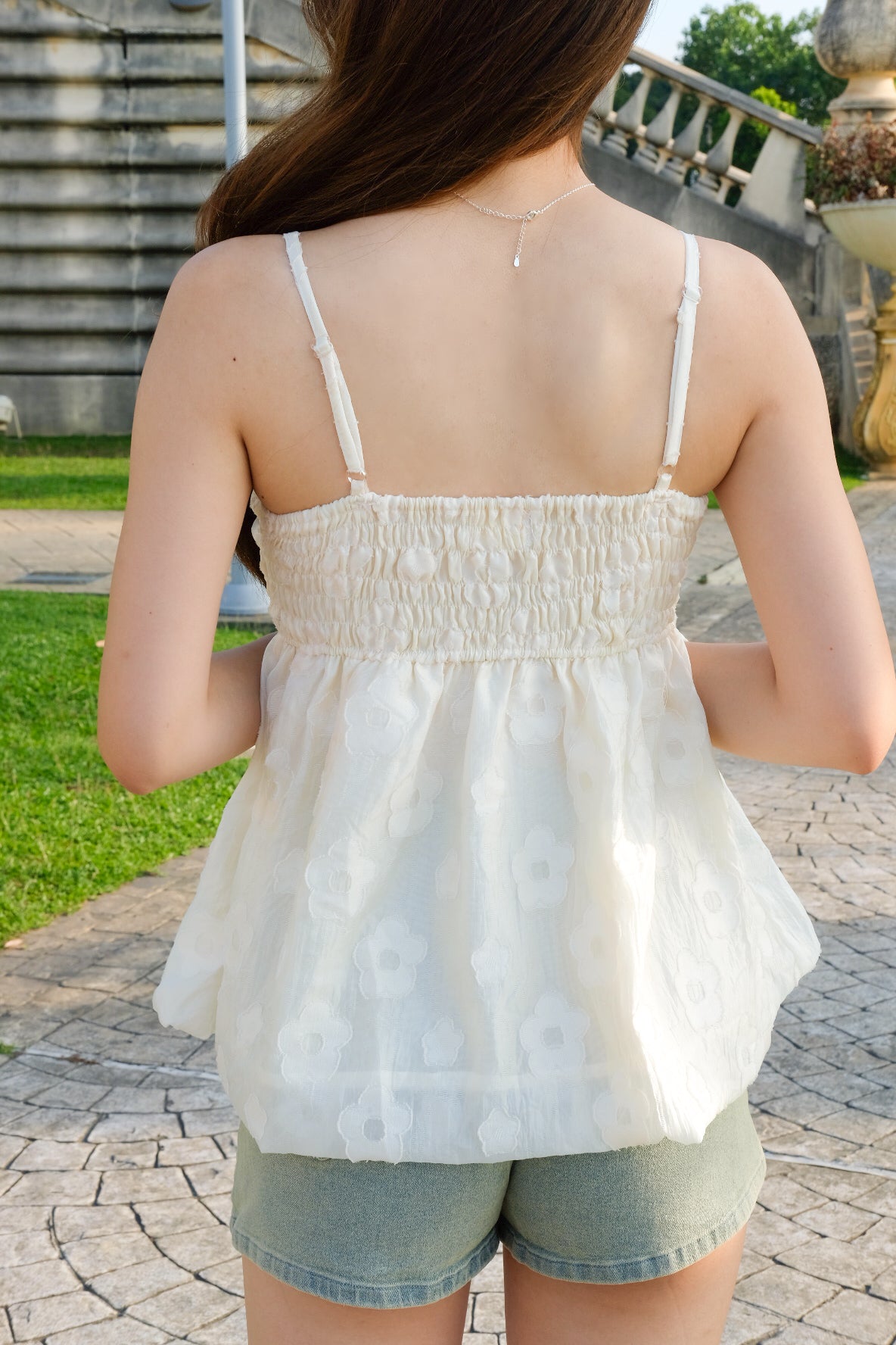 Joey Organza Bubble Babydoll Top (Beige)