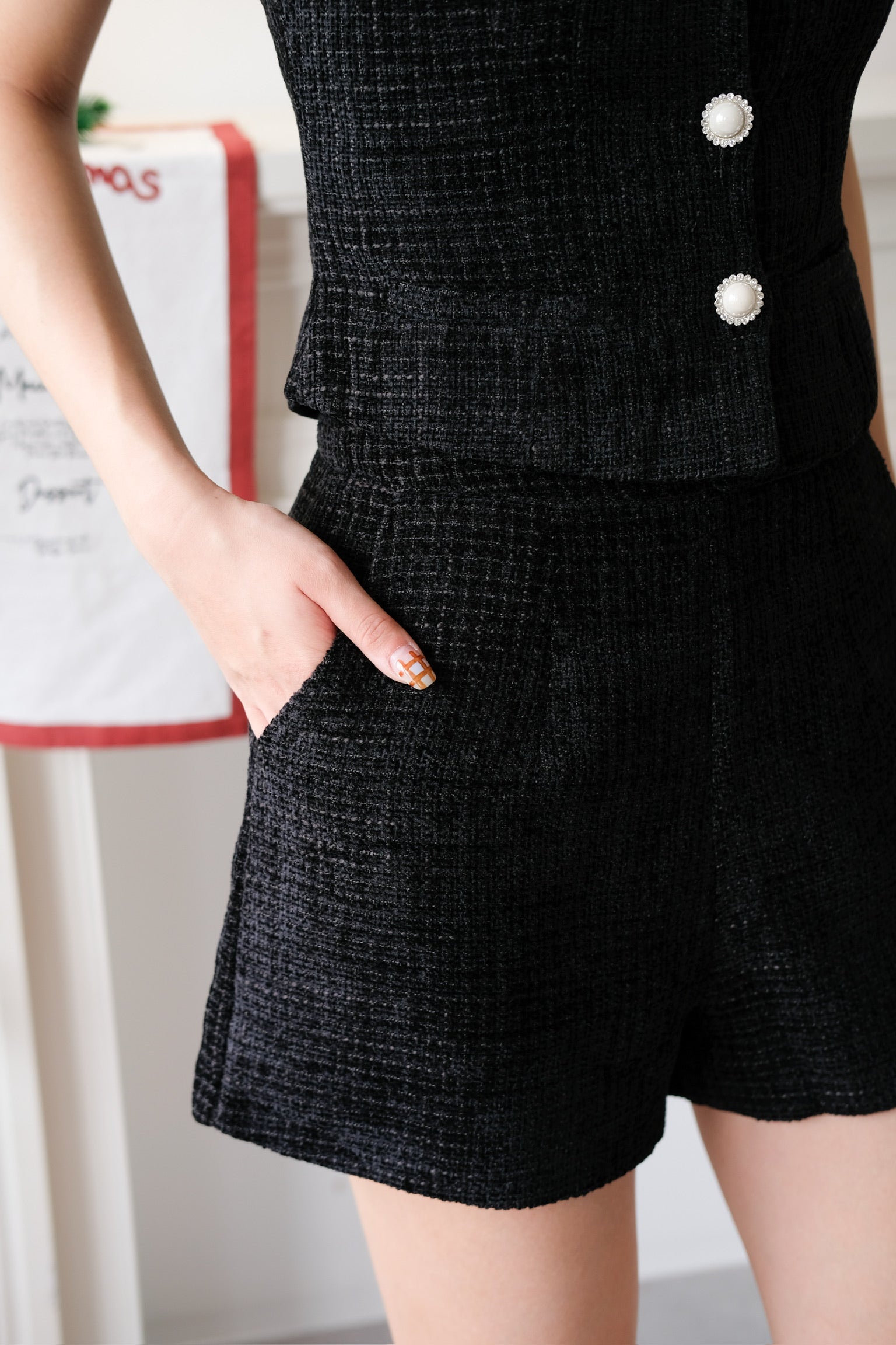 Eleanor Velvet Tweed Set (Black)