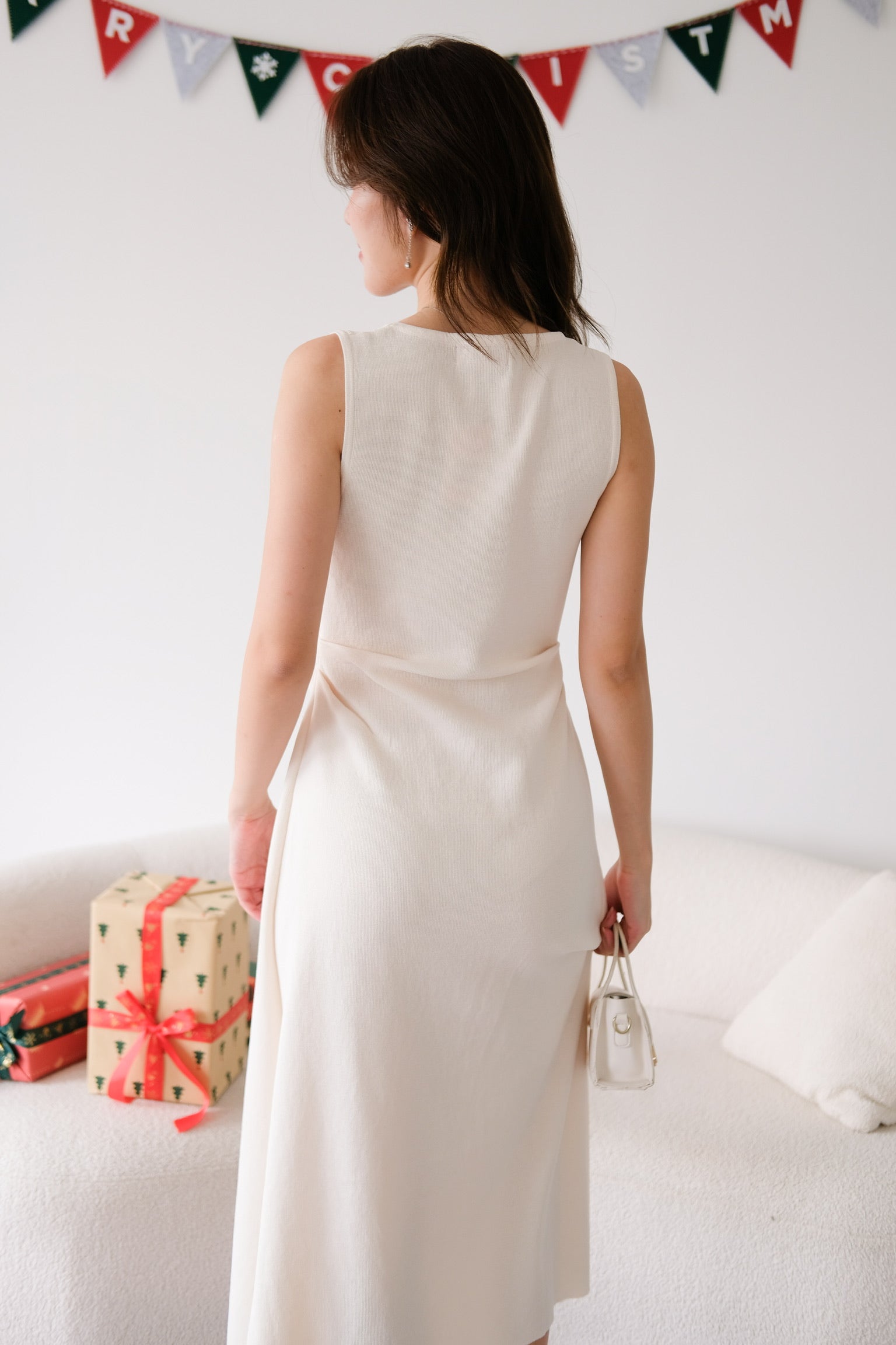 Roxanne Knit Comfy Midaxi Dress (Cream)