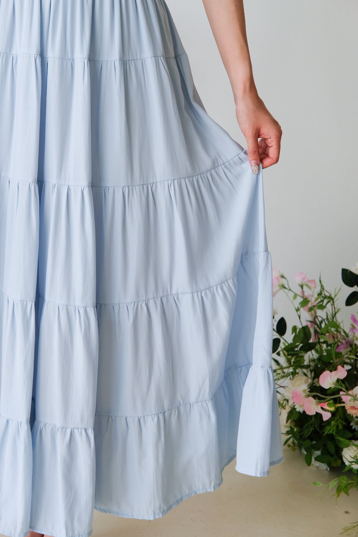 Willa Tiered Maxi Skirt (Sky Blue)