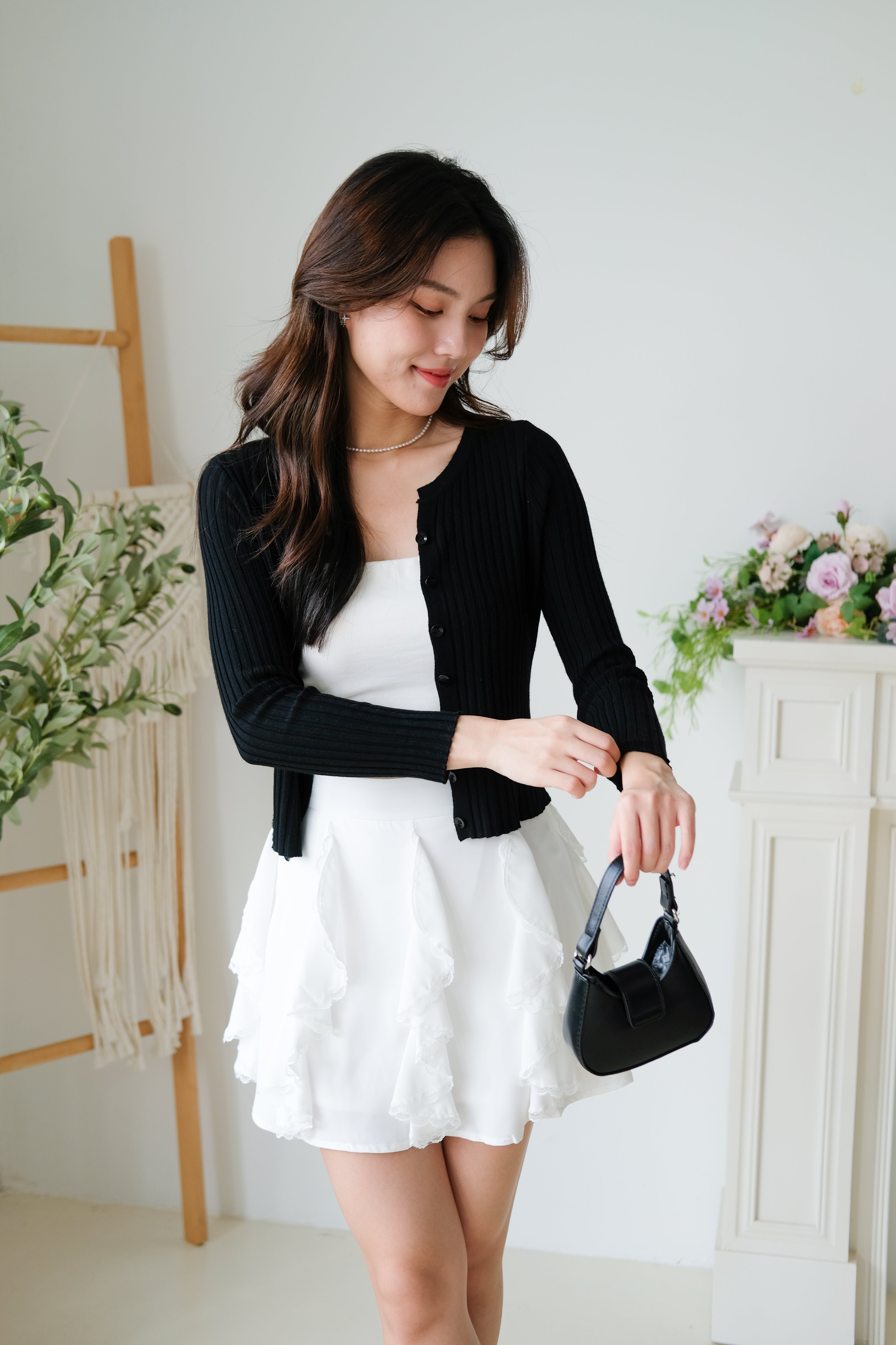 Soft Hour Knit Ribbed Cardigan (Black)