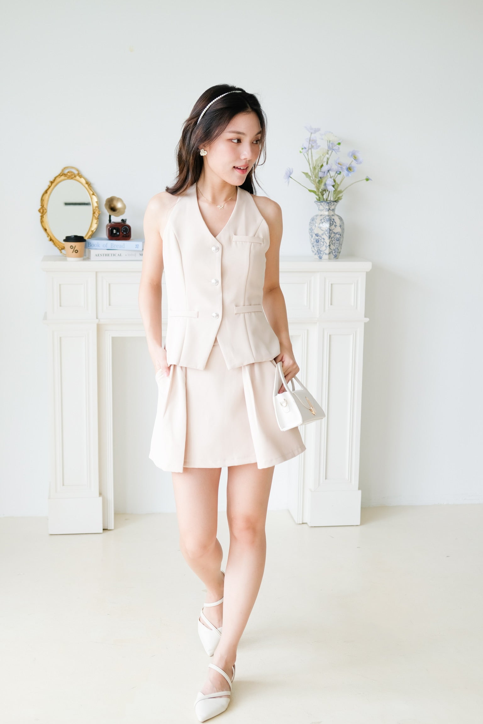Megan Classic Vest Set (Khaki)