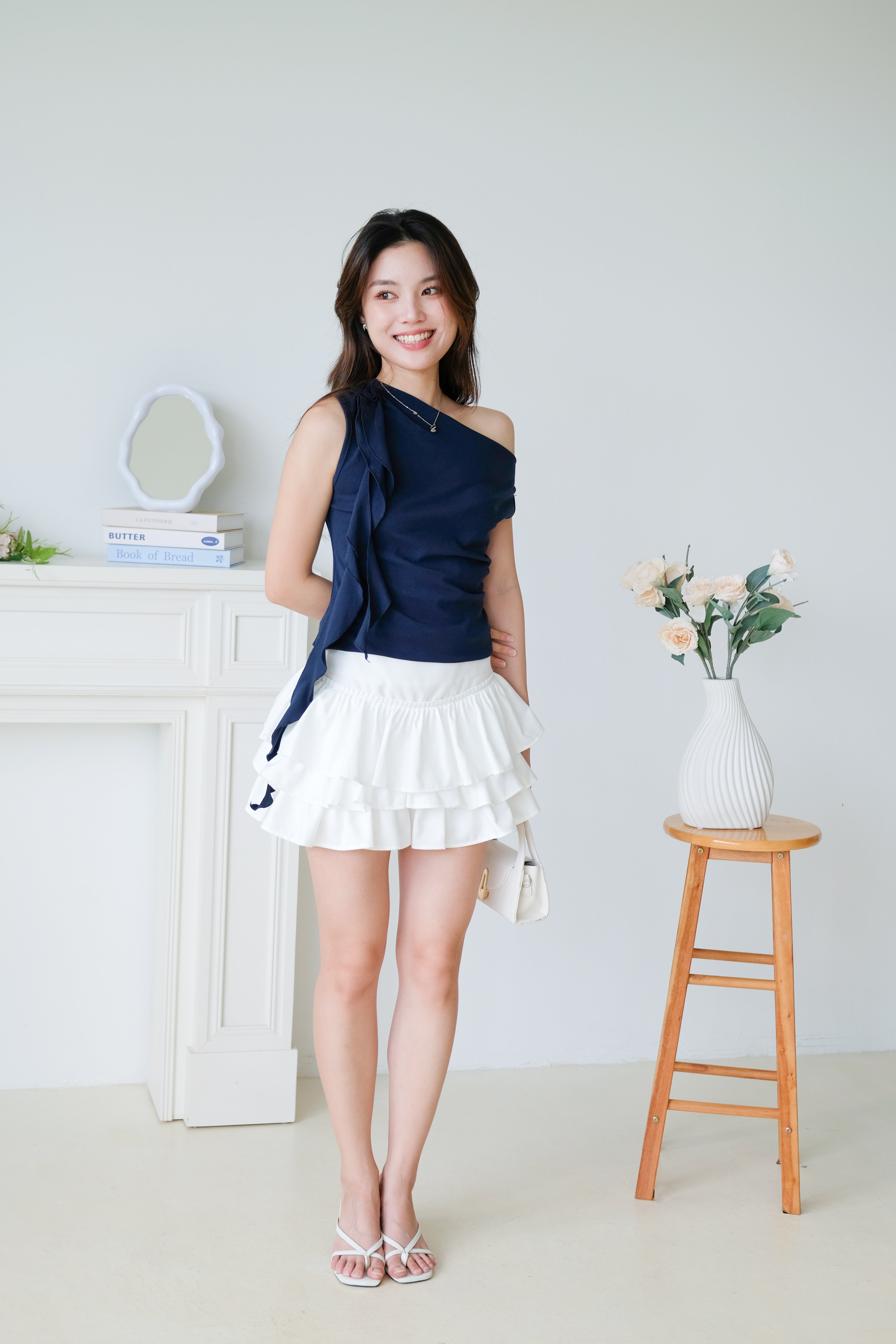 Elora Ruffle Toga Top (Navy Blue)