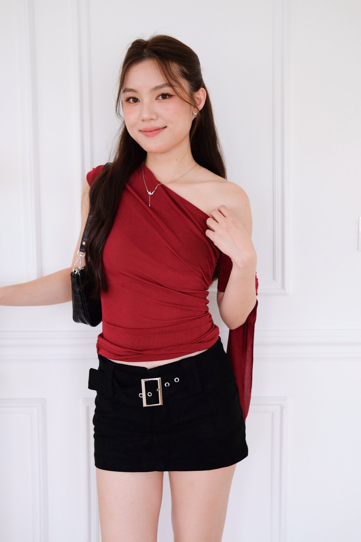 Erika Draped Off Shoulder Top (Wine)