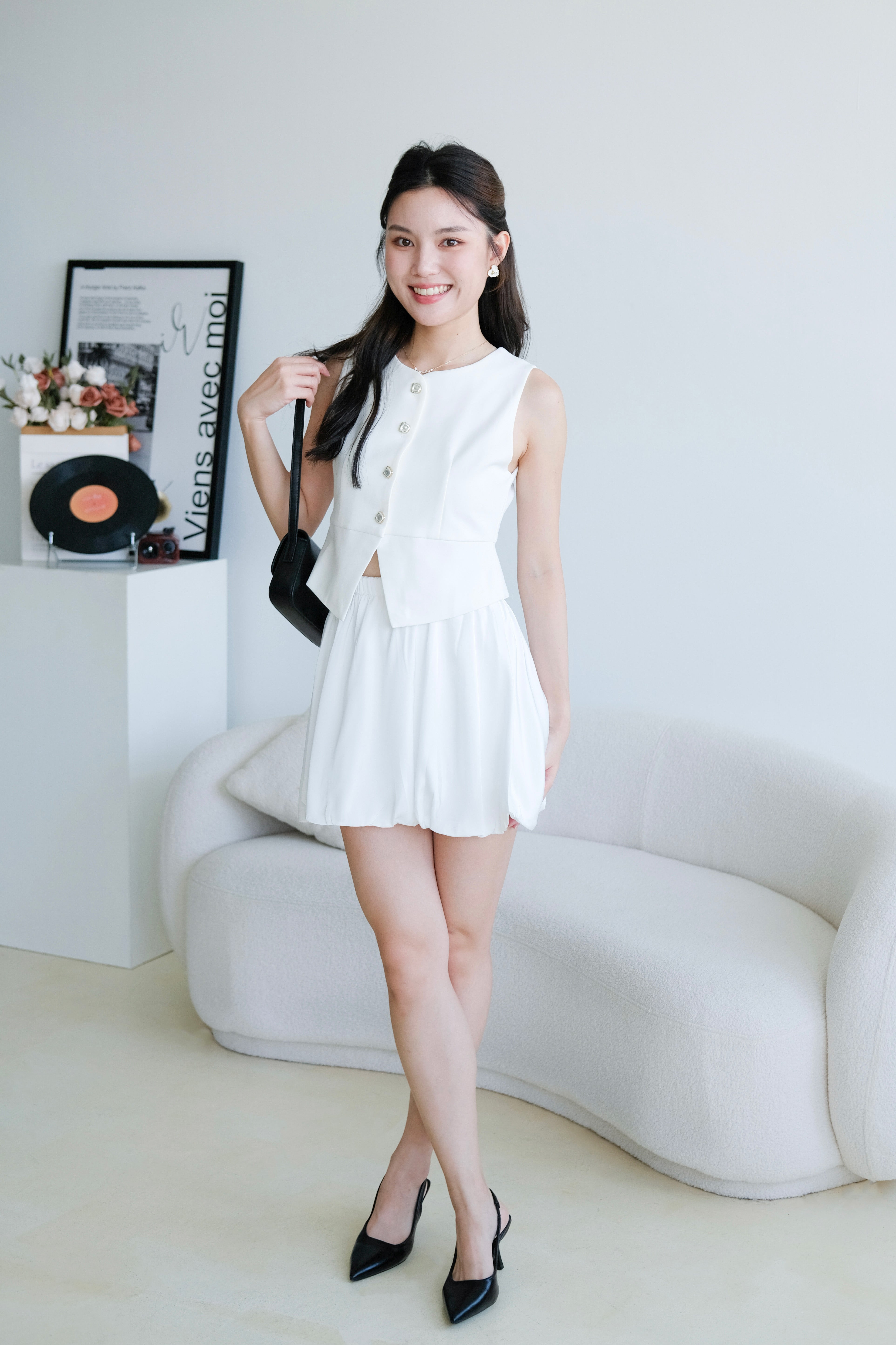 Valerie Round Neck Vest Top (White)