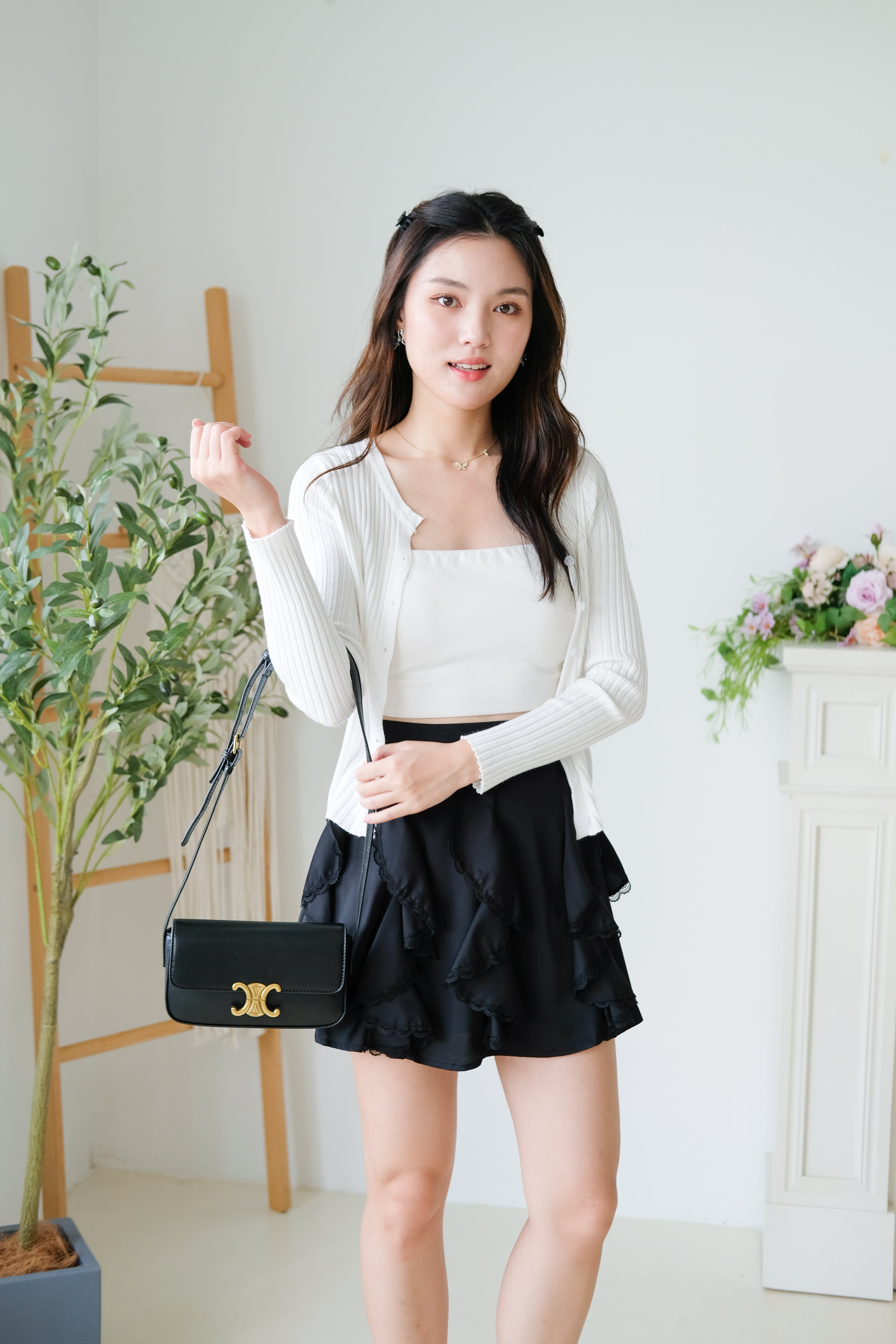 Soft Hour Knit Ribbed Cardigan (White)