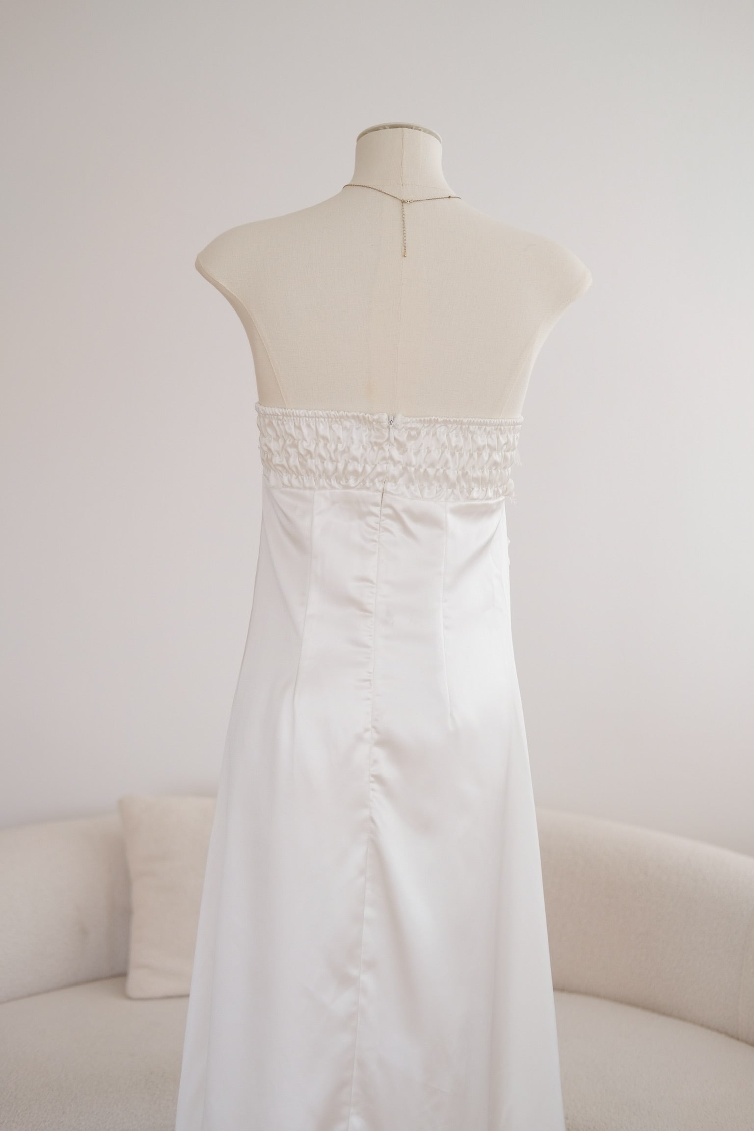 White Satin Rose Tube Dress
