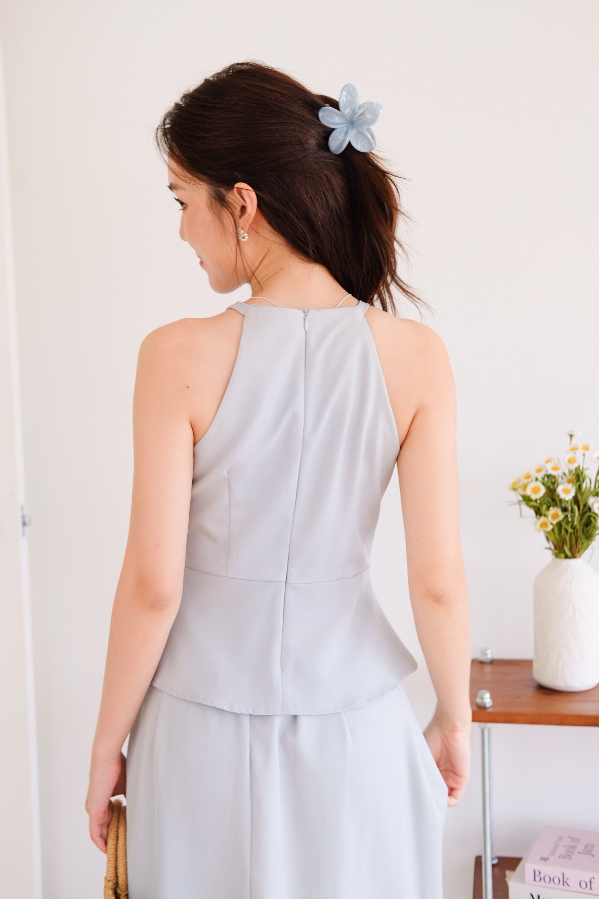 Agnes Halter Maxi Set (Nude Blue)