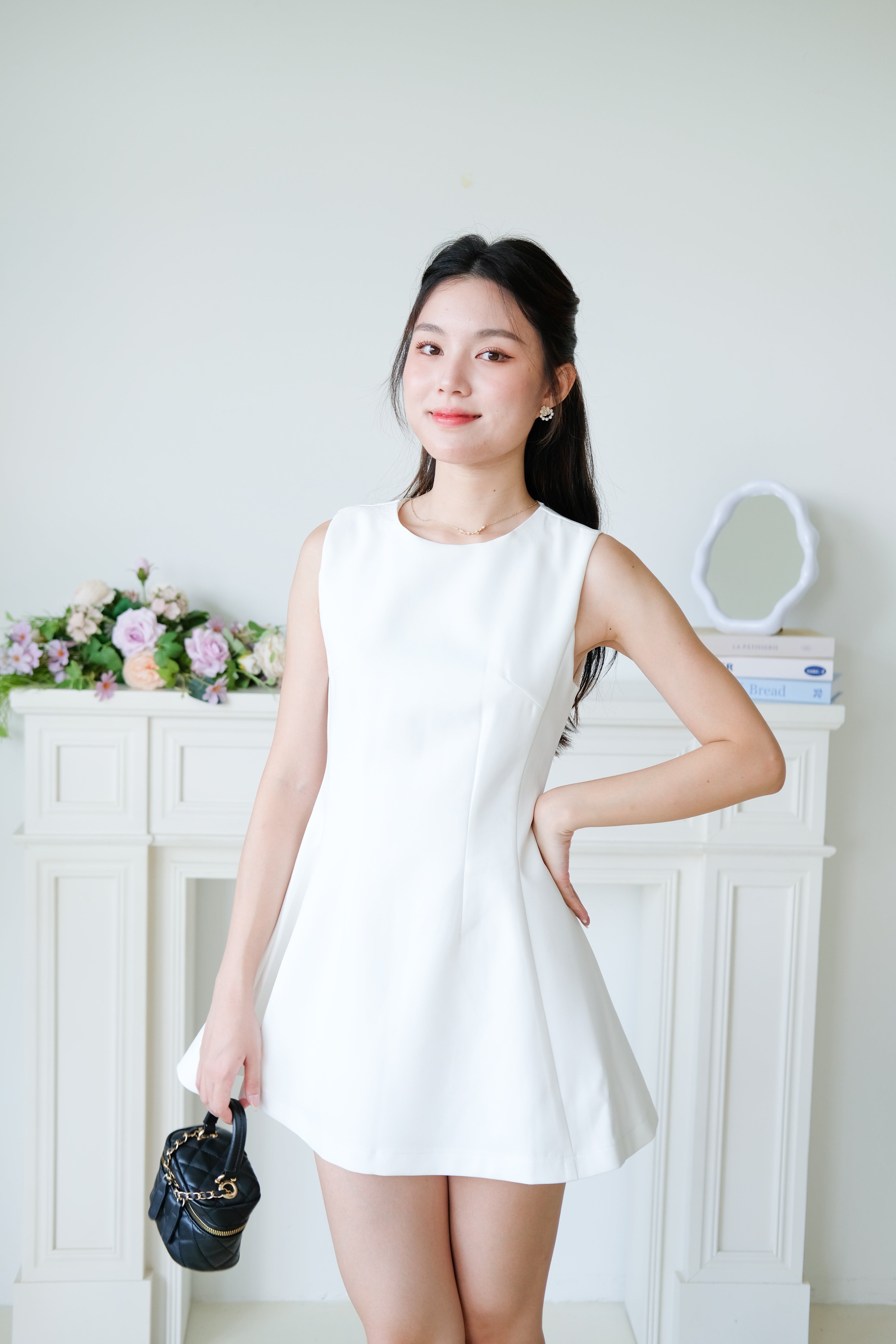 Tasya Skater Dress (White)