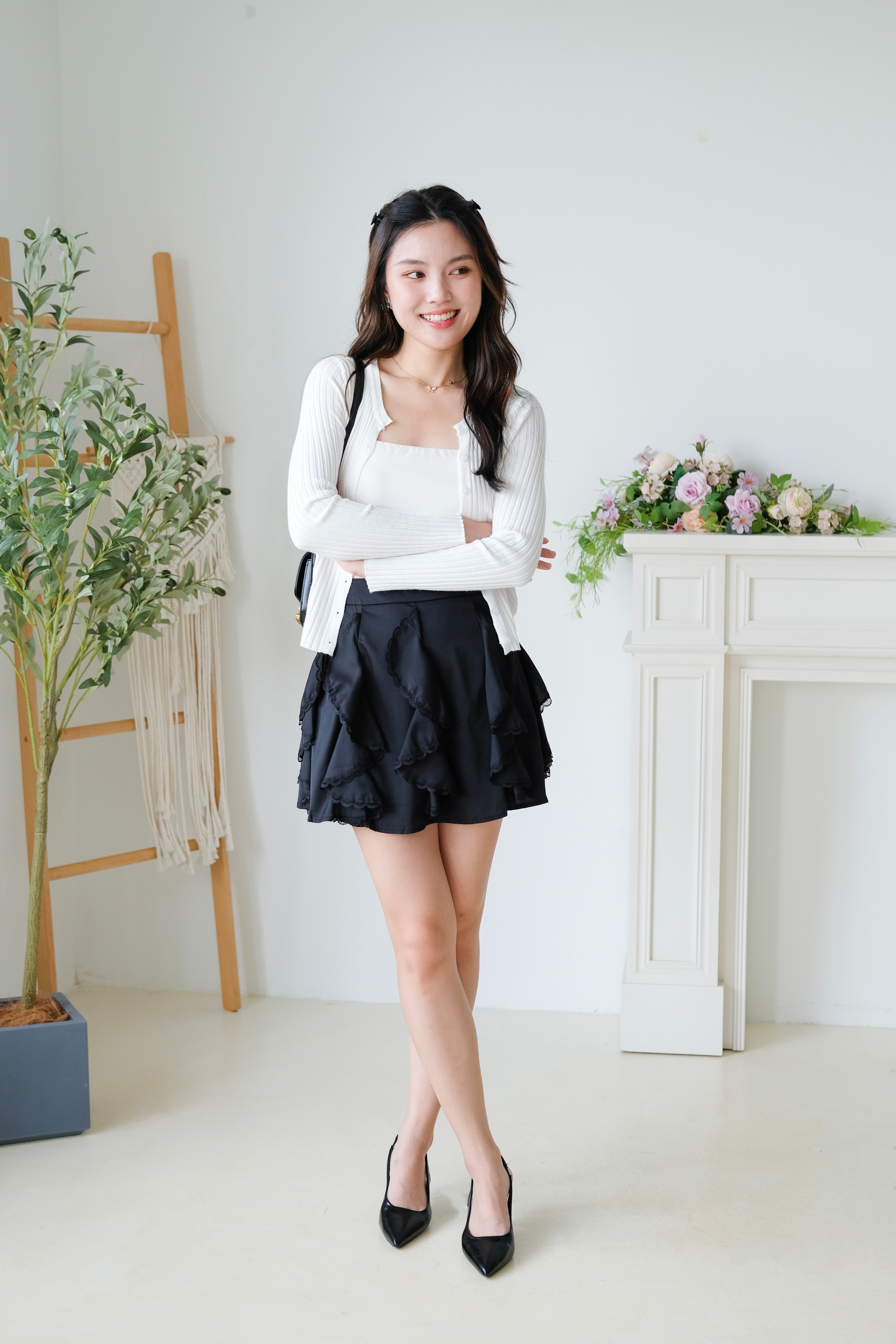 Soft Hour Knit Ribbed Cardigan (White)