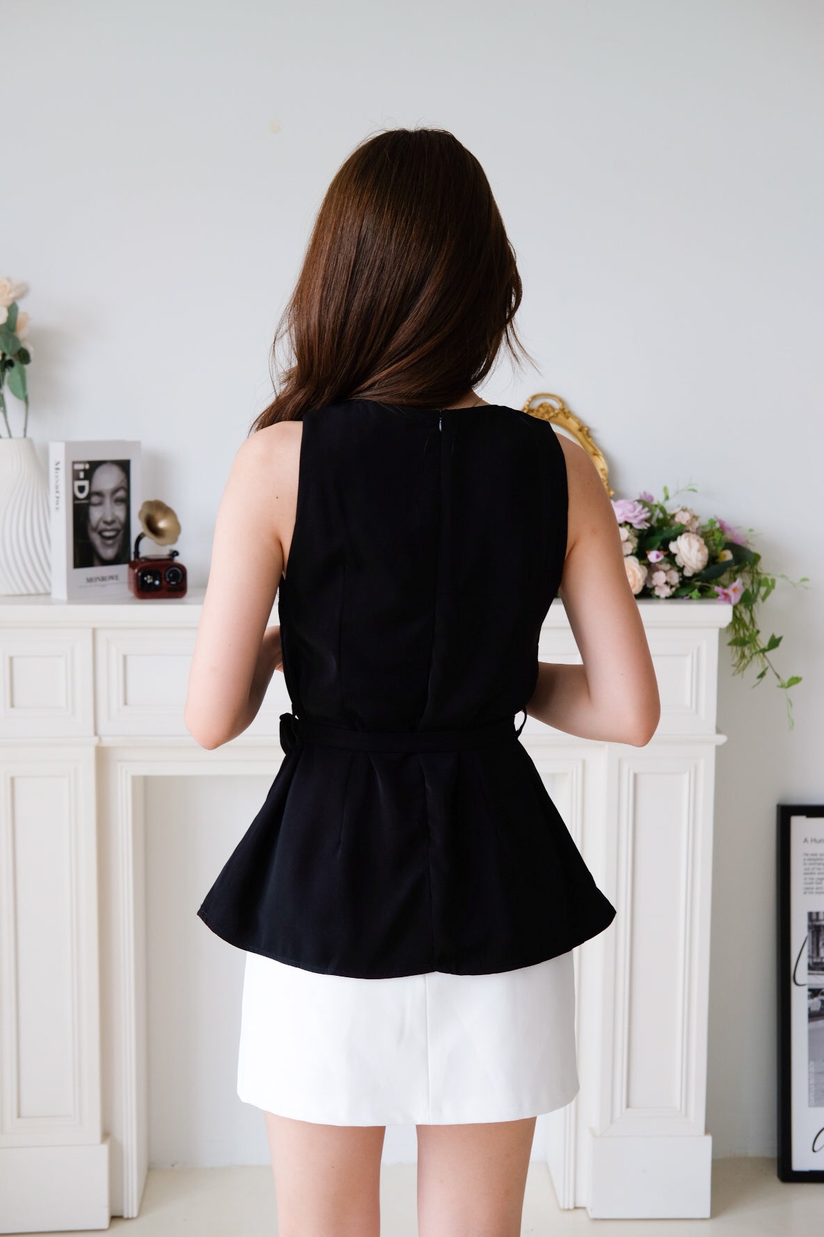 Rosina Chiffon Flare Top (Black)