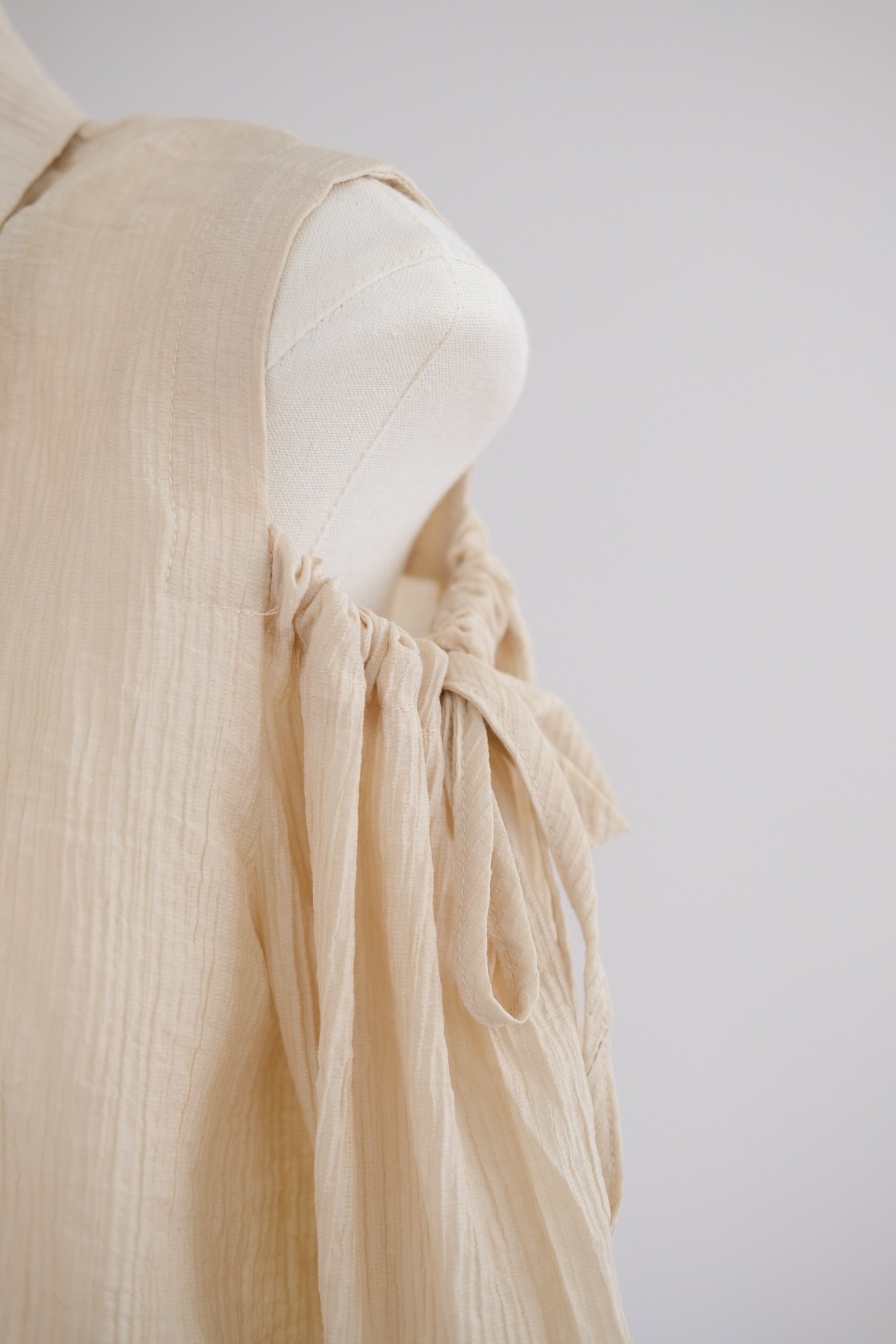 Beige Cold Shoulder Long Sleeves Top