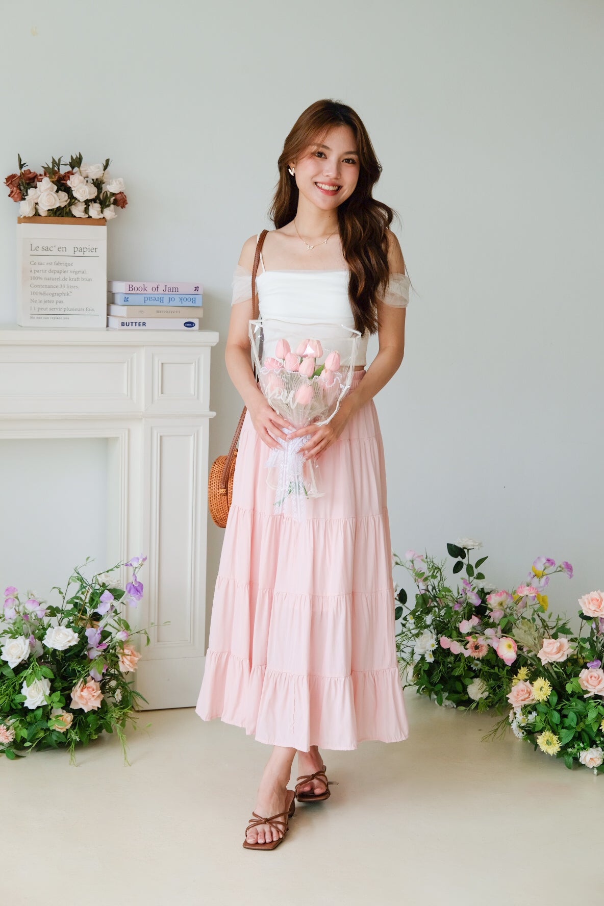 Willa Tiered Maxi Skirt (Pastel Pink)
