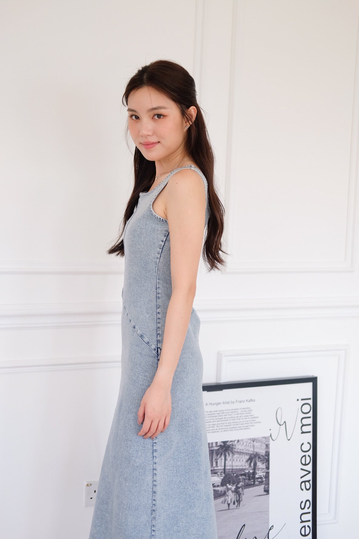 Revolution A Line Denim Maxi Dress (Light Blue)