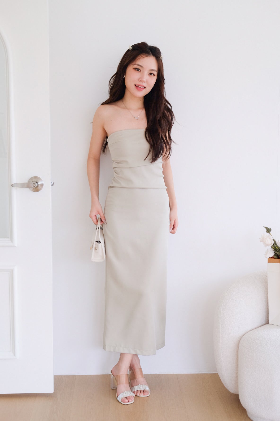 Whitney Tube Maxi Dress (Pistachio Green)