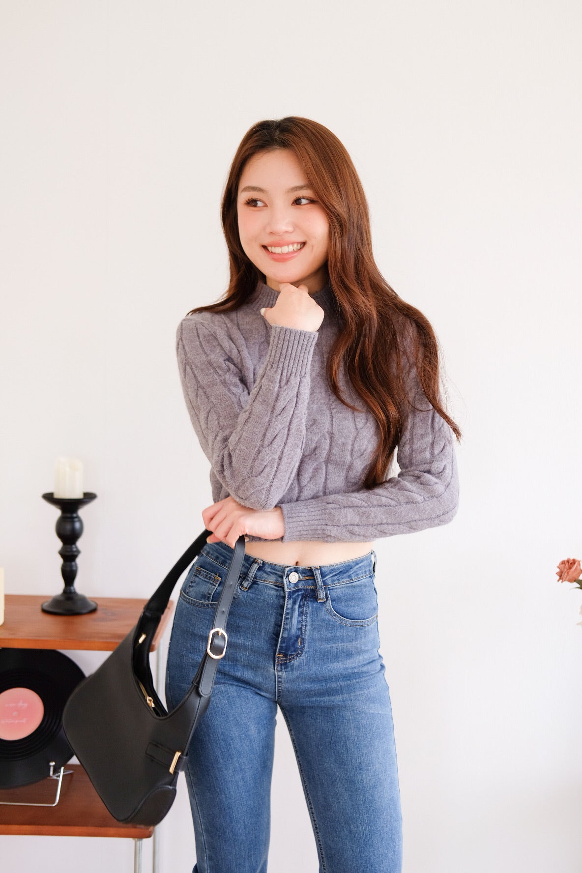 Jeanie Cable Knit Sweater (Grey)