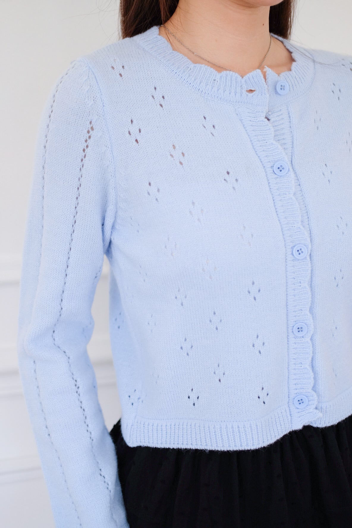 Mirae Soft Fuzzy Knit Cardigan (Baby Blue)