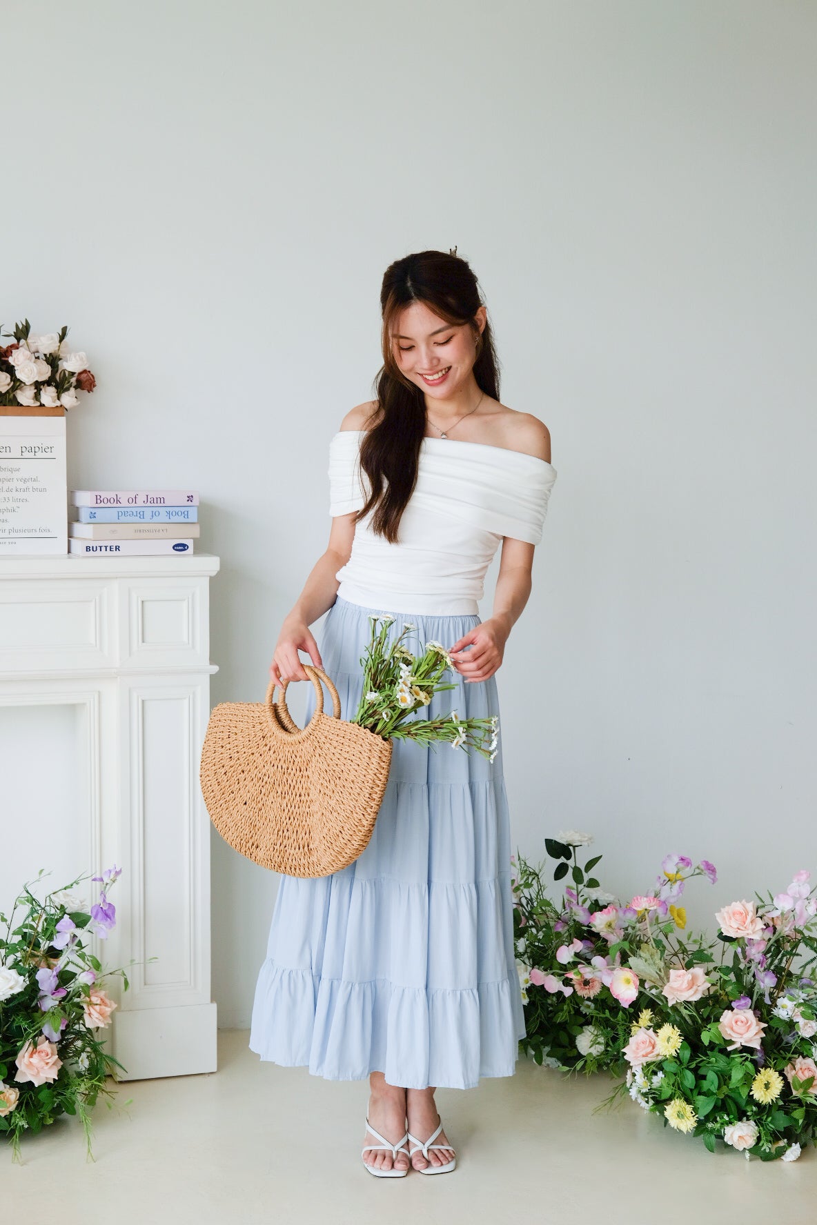 Willa Tiered Maxi Skirt (Sky Blue)