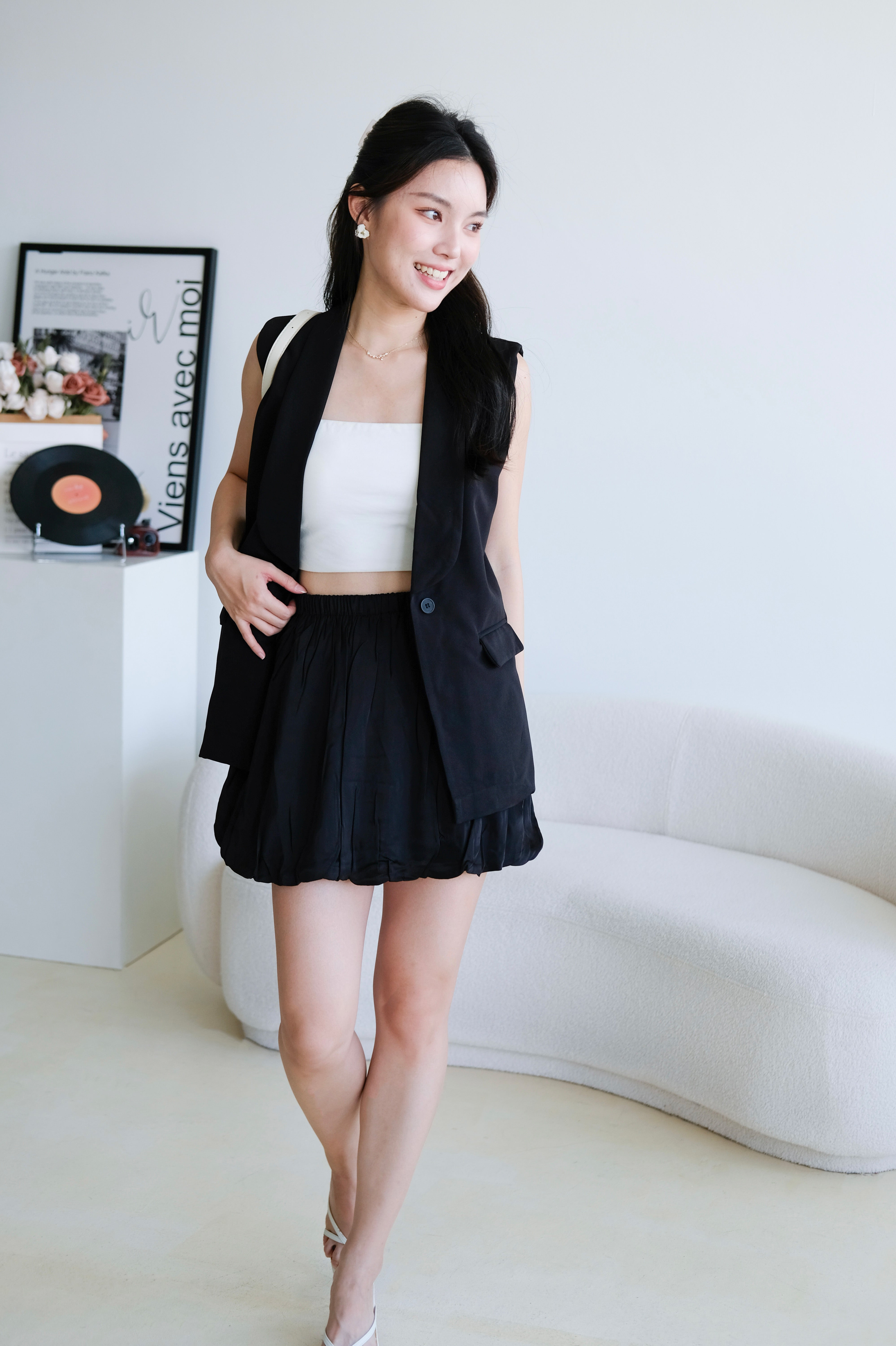 Zora Blazer Long Vest (Black)