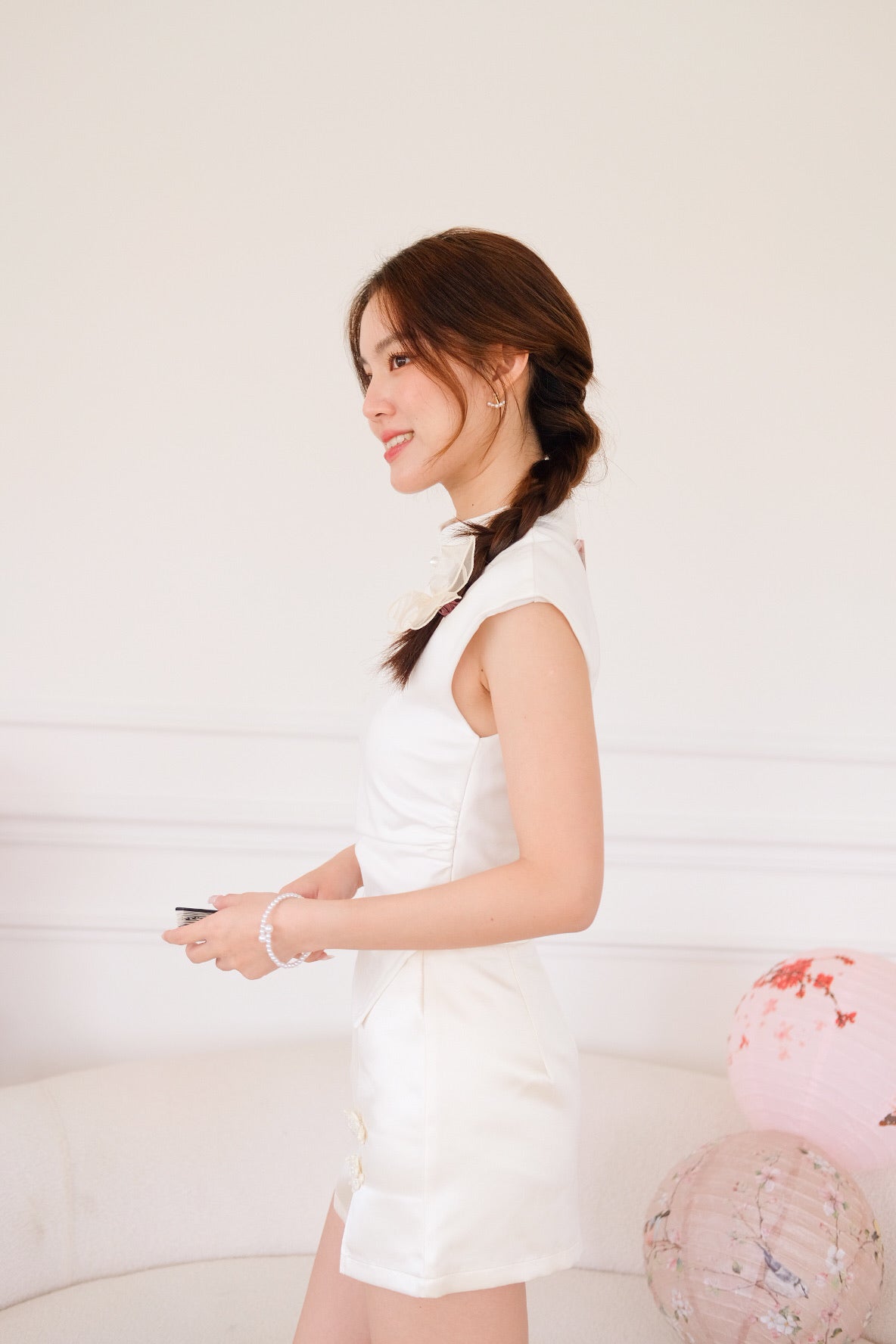 安逸 An Yi Basic Ruched Crop Top (White)