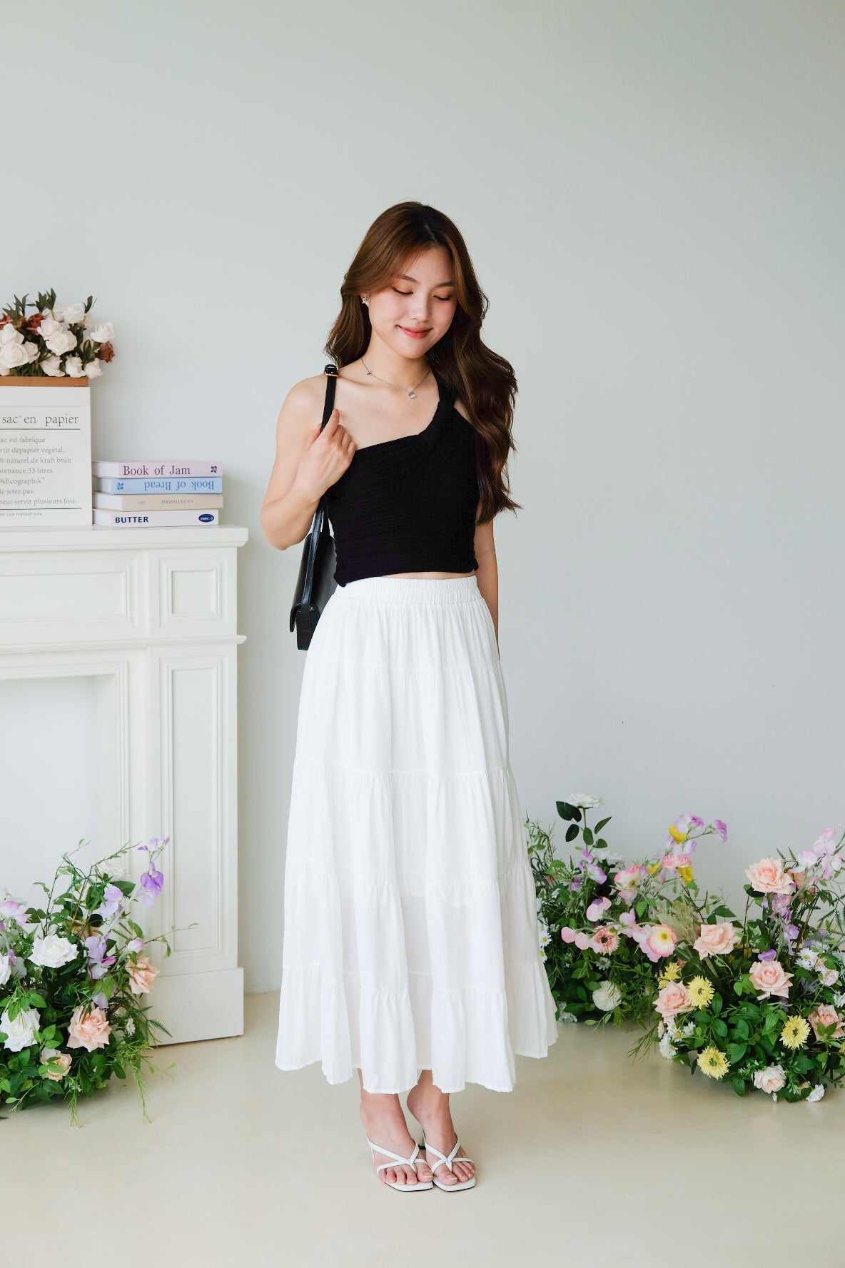 Dillon Knit Toga Crop Top (Black)
