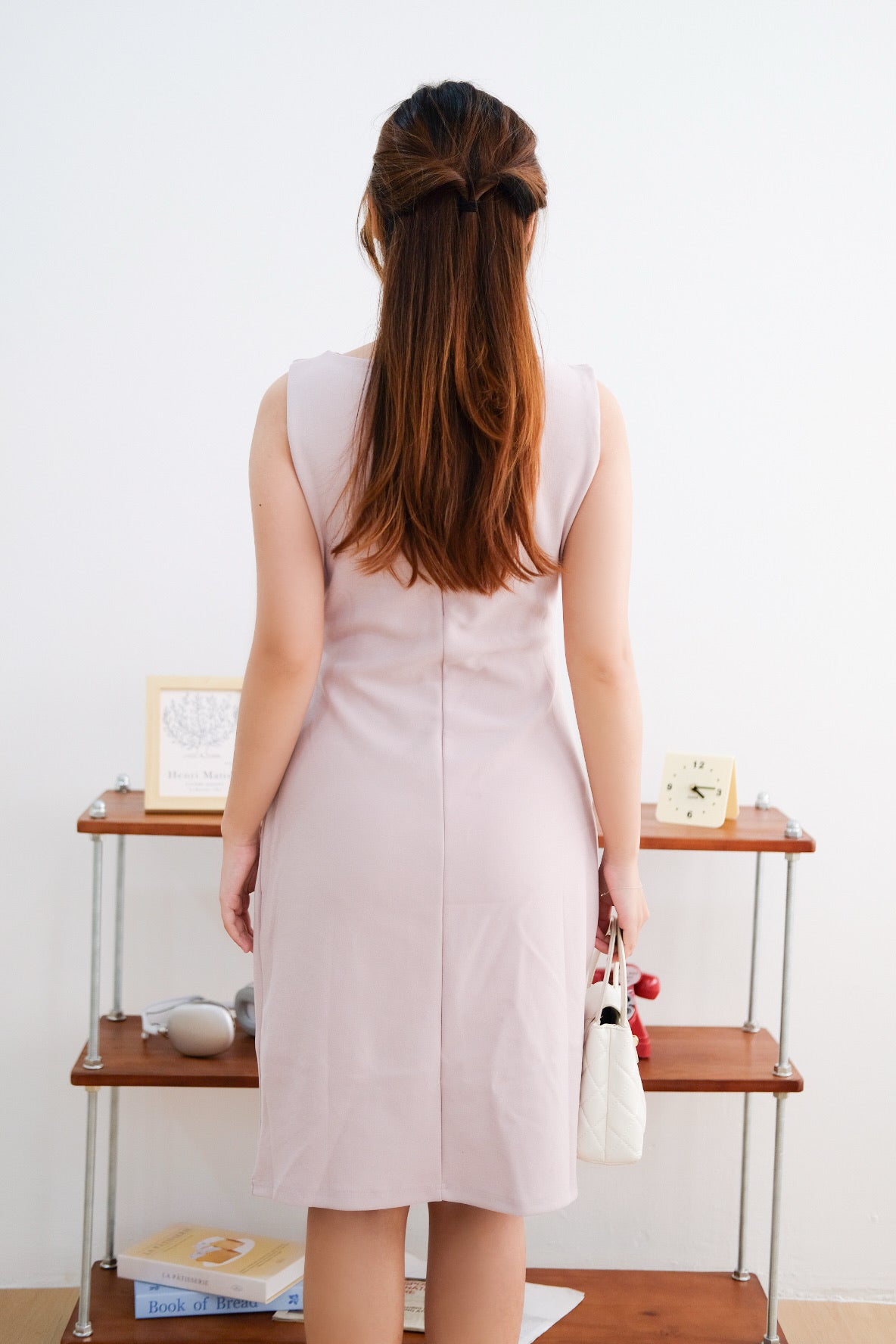 Light Purple Ruched Slim Fit Midi Dress