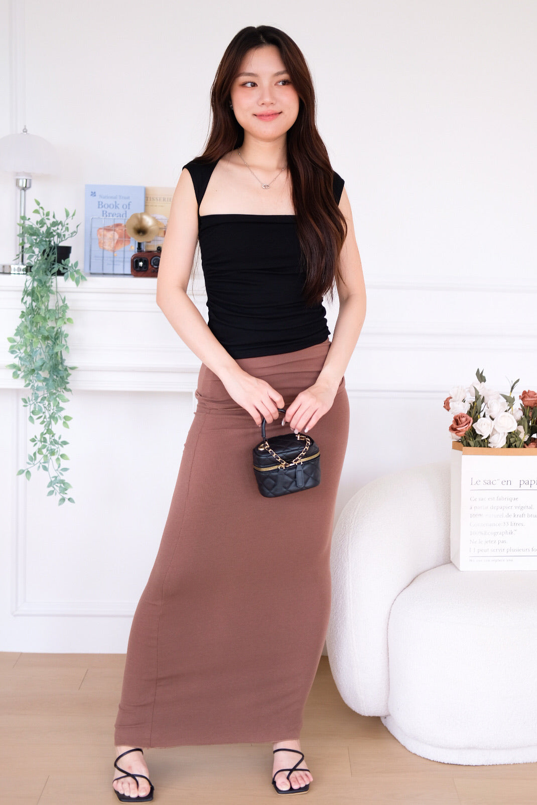Sienna Cotton Maxi Skirt (Chocolate)