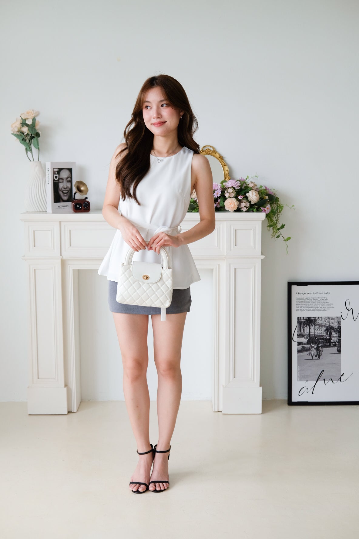 Rosina Chiffon Flare Top (White)