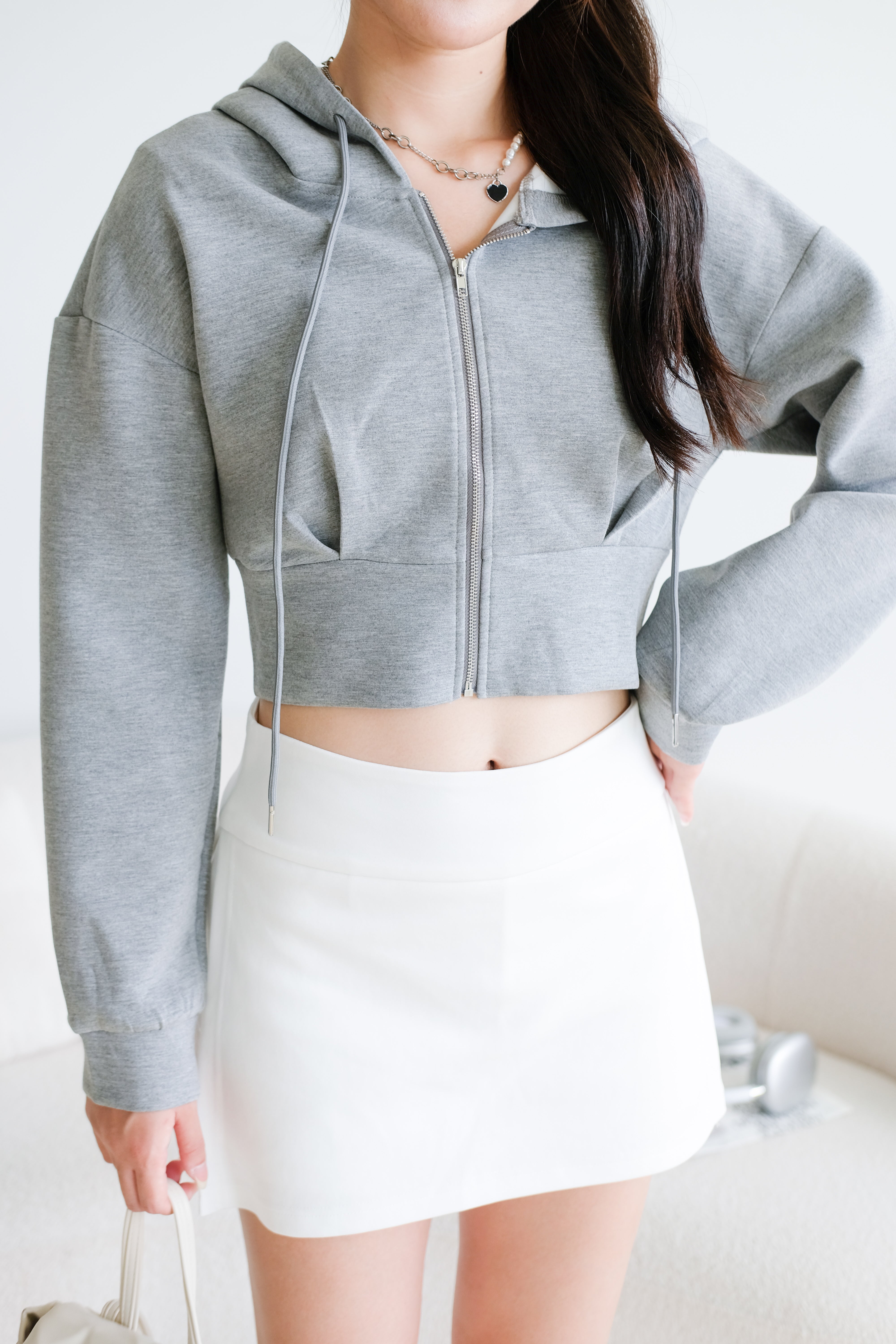 Gio Sporty Side Slit Skorts (White)