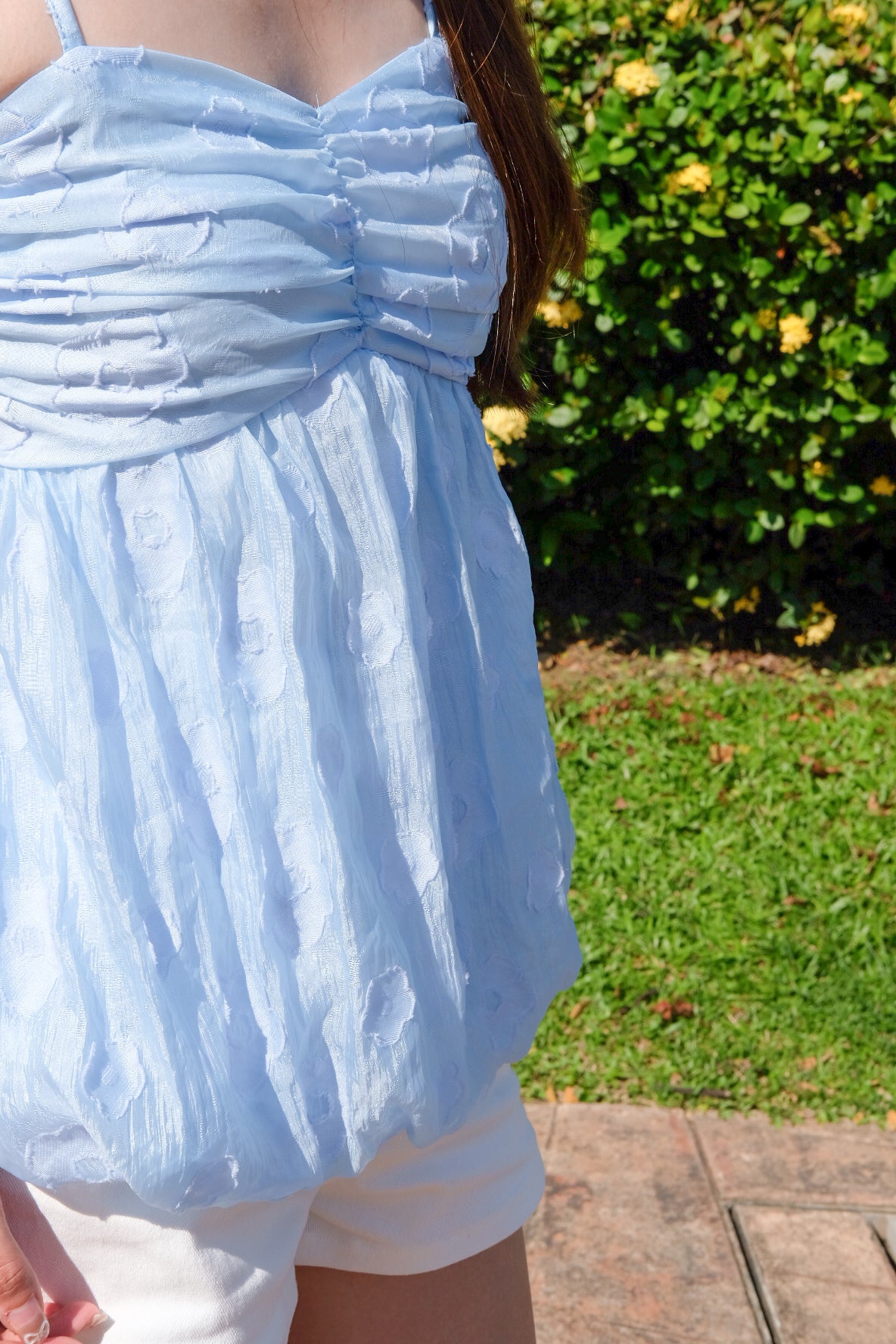Joey Organza Bubble Babydoll Top (Ocean Blue)