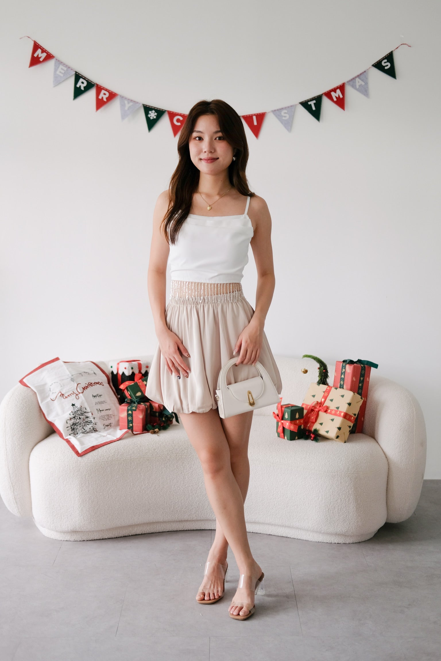 Amaria Embellished Tassel Crop Top (White)