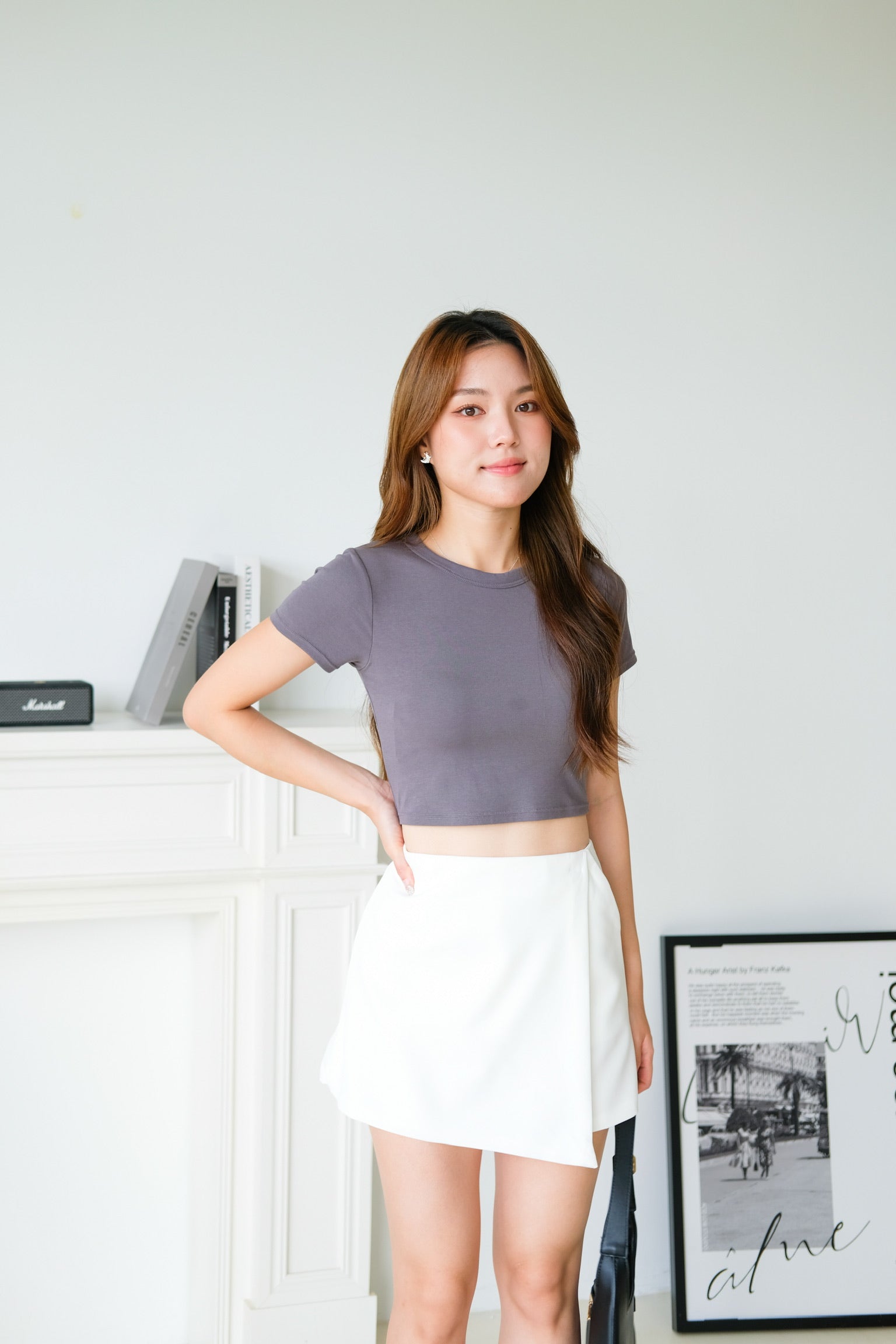 Arden Wrapped Elastic Waist Skorts (White)