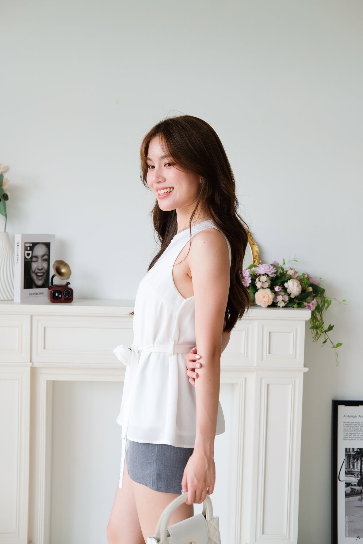 Rosina Chiffon Flare Top (White)