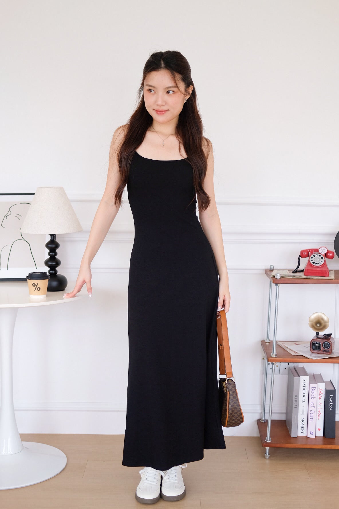 Avery Padded Skater Maxi Dress (Black)