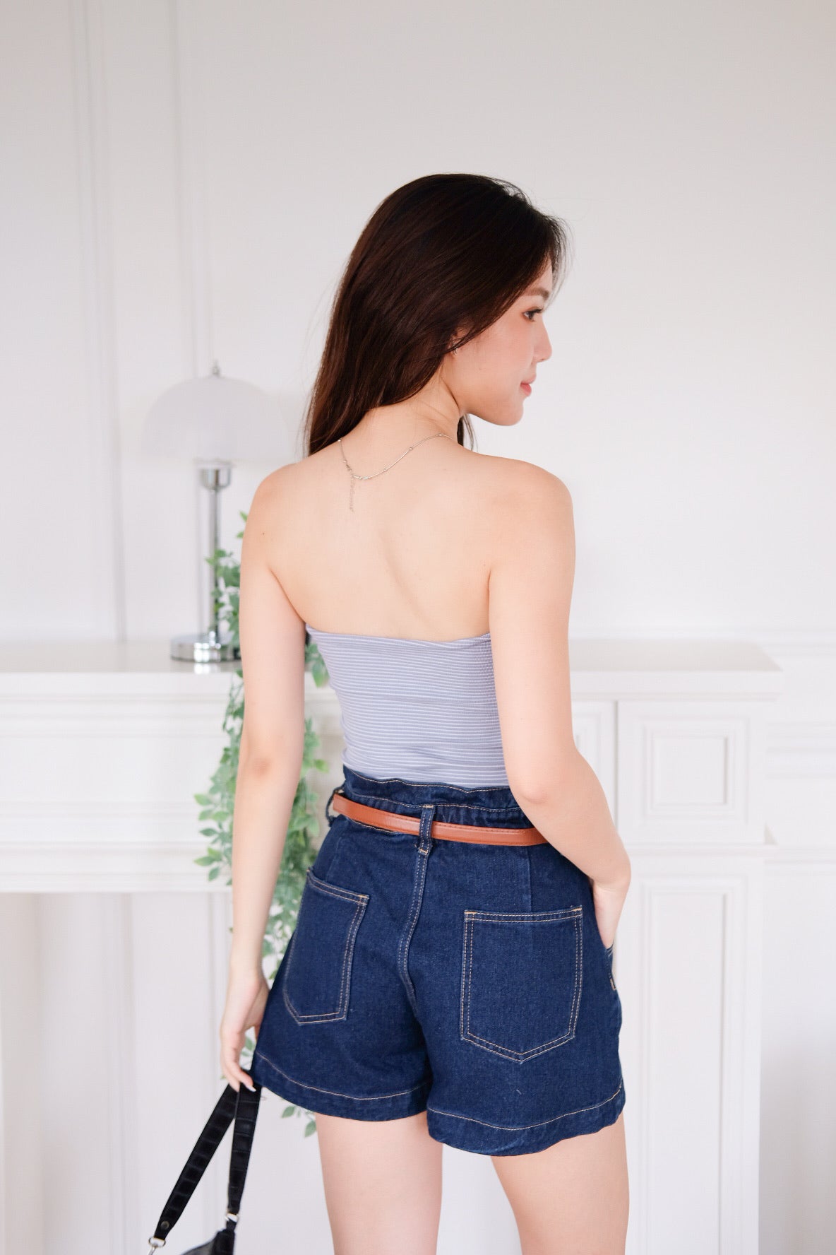 Capri Striped Padded Tube Top (Baby Blue)