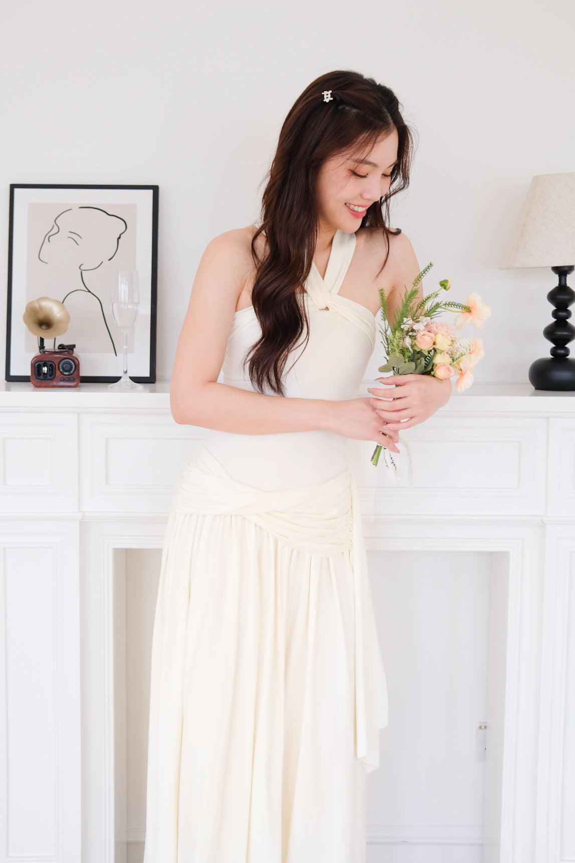 Jessy Toga Cotton Maxi Dress (Pastel Cream)