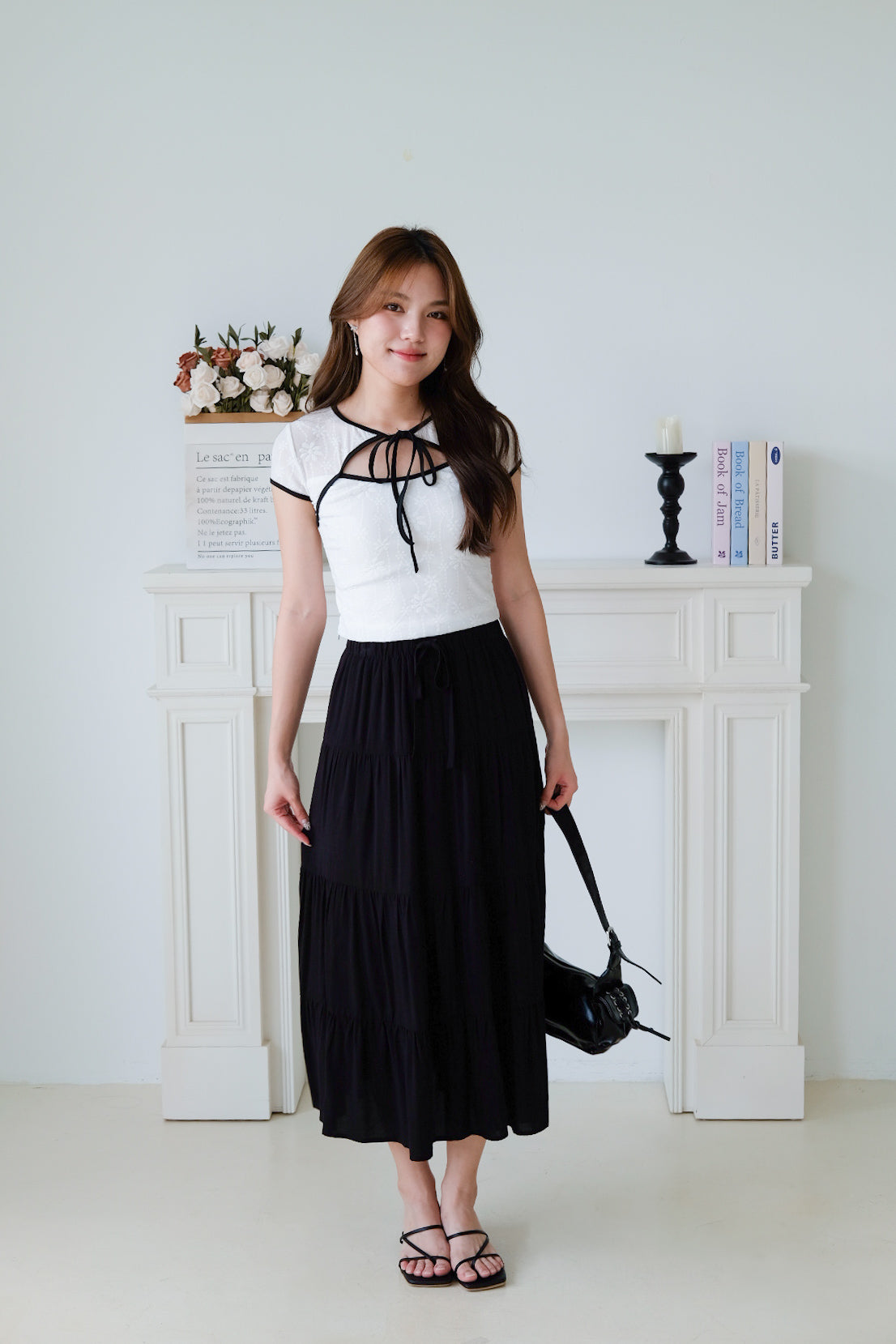 Irisa Lace Ribbon Top (White)