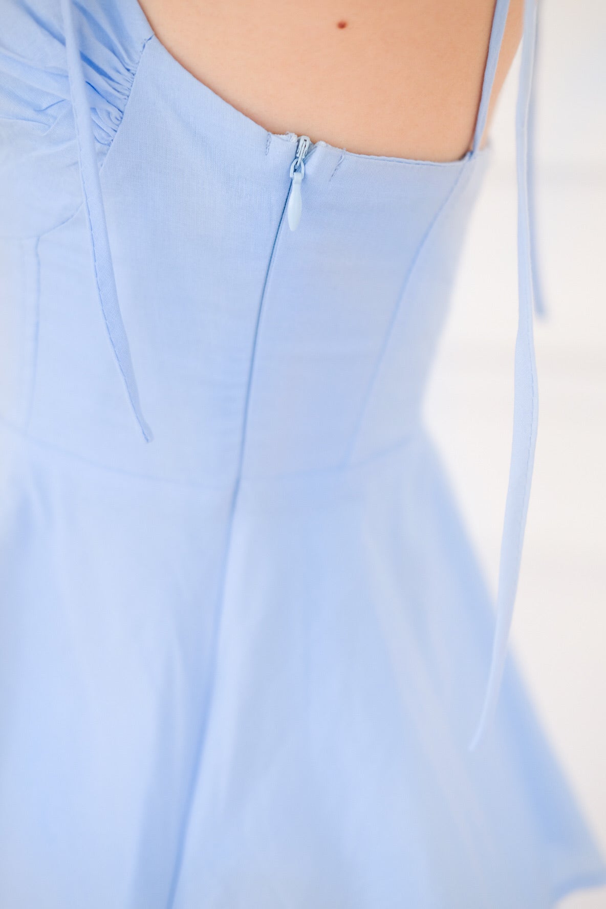 Mona Self Tie Ribbon Peplum Top (Blue)