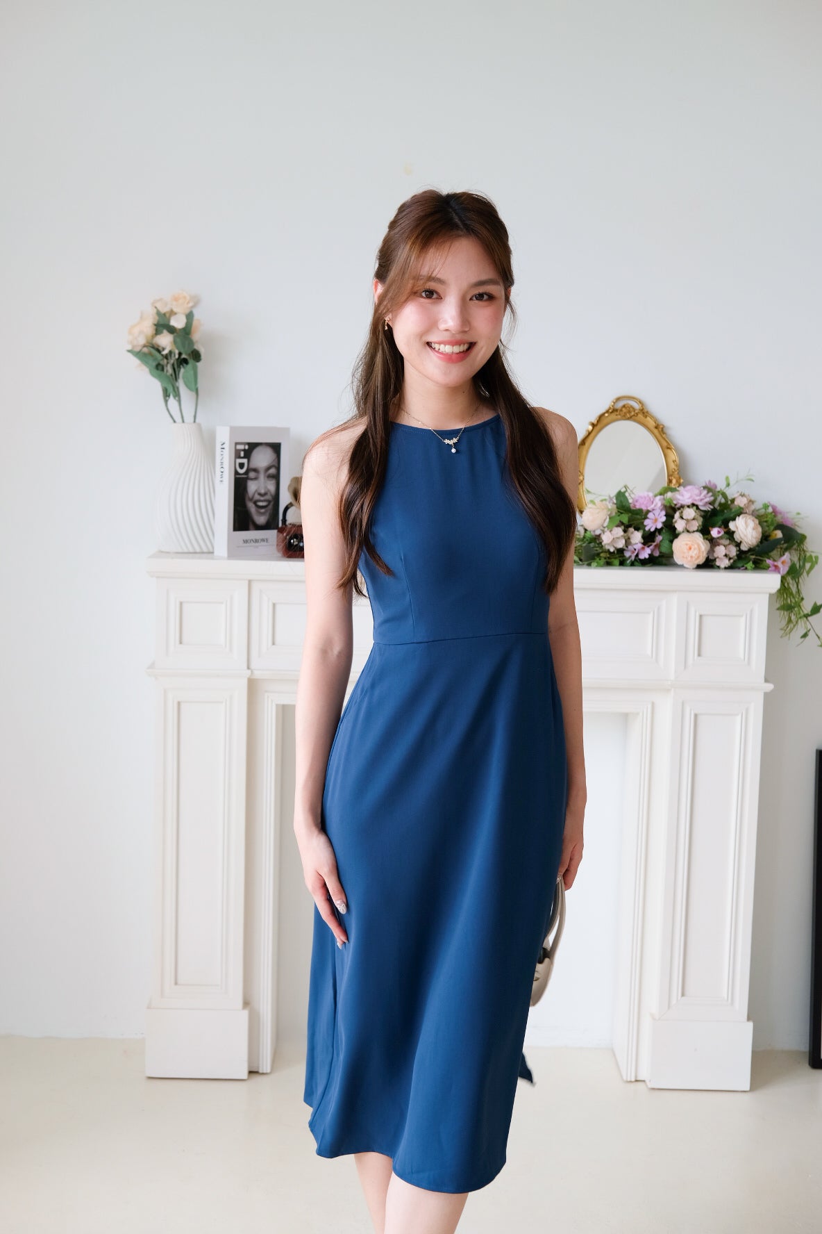 Canice Halter Side Slit Midi Dress (Teal)