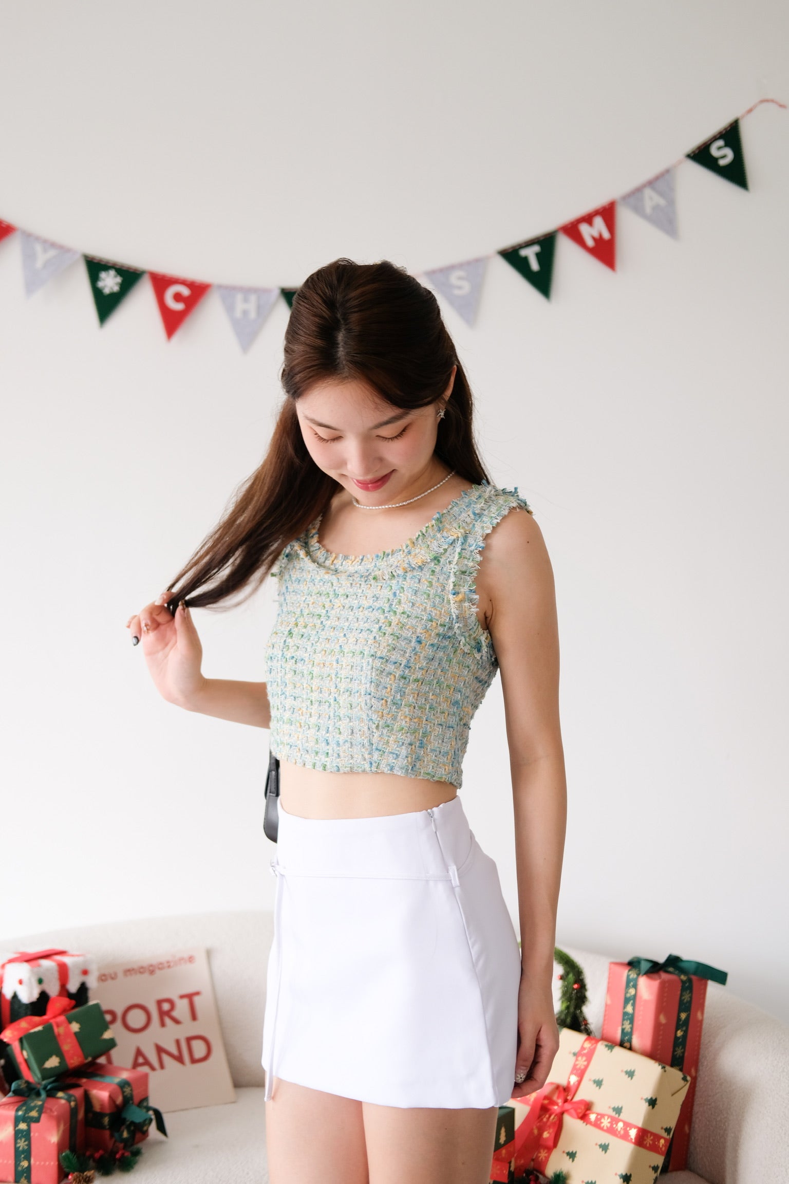 Tasha Mini Belt Skort (White)