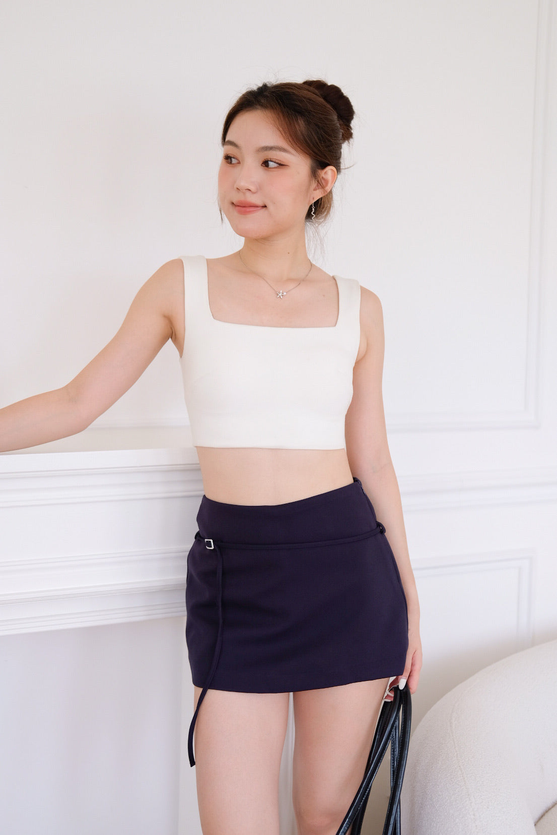Tasha Mini Belt Skort (Navy Blue)