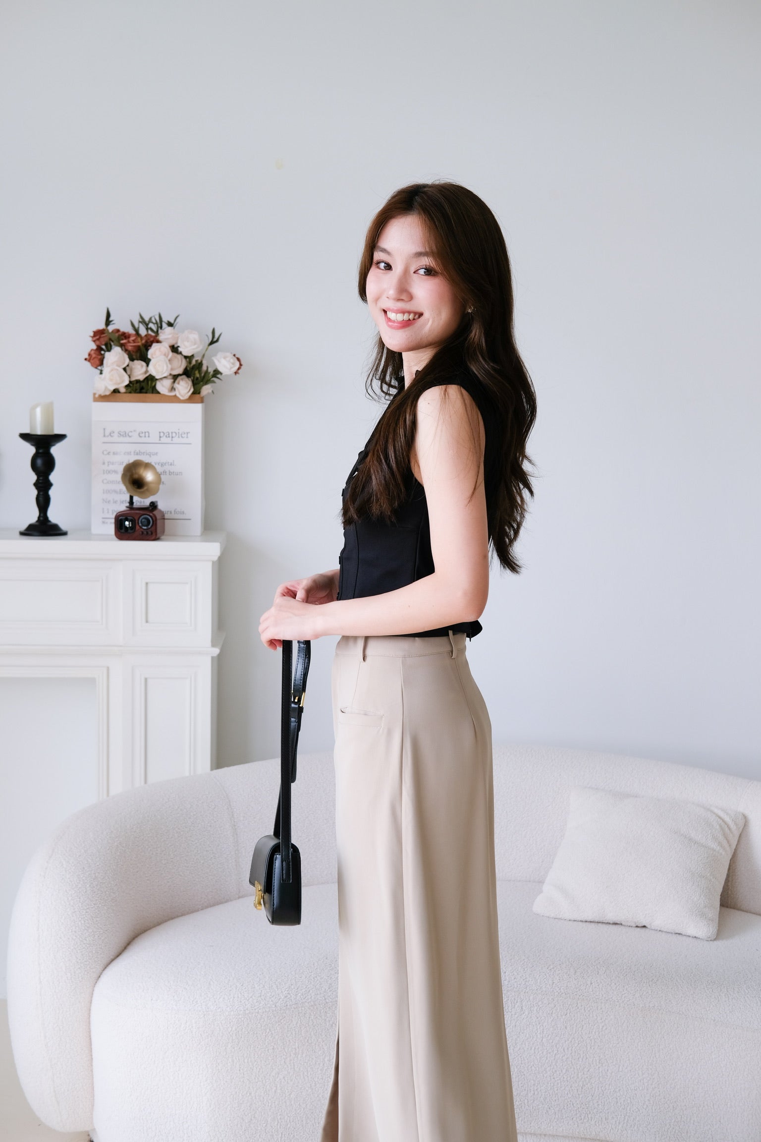 Thea Collared Work Top (Black)