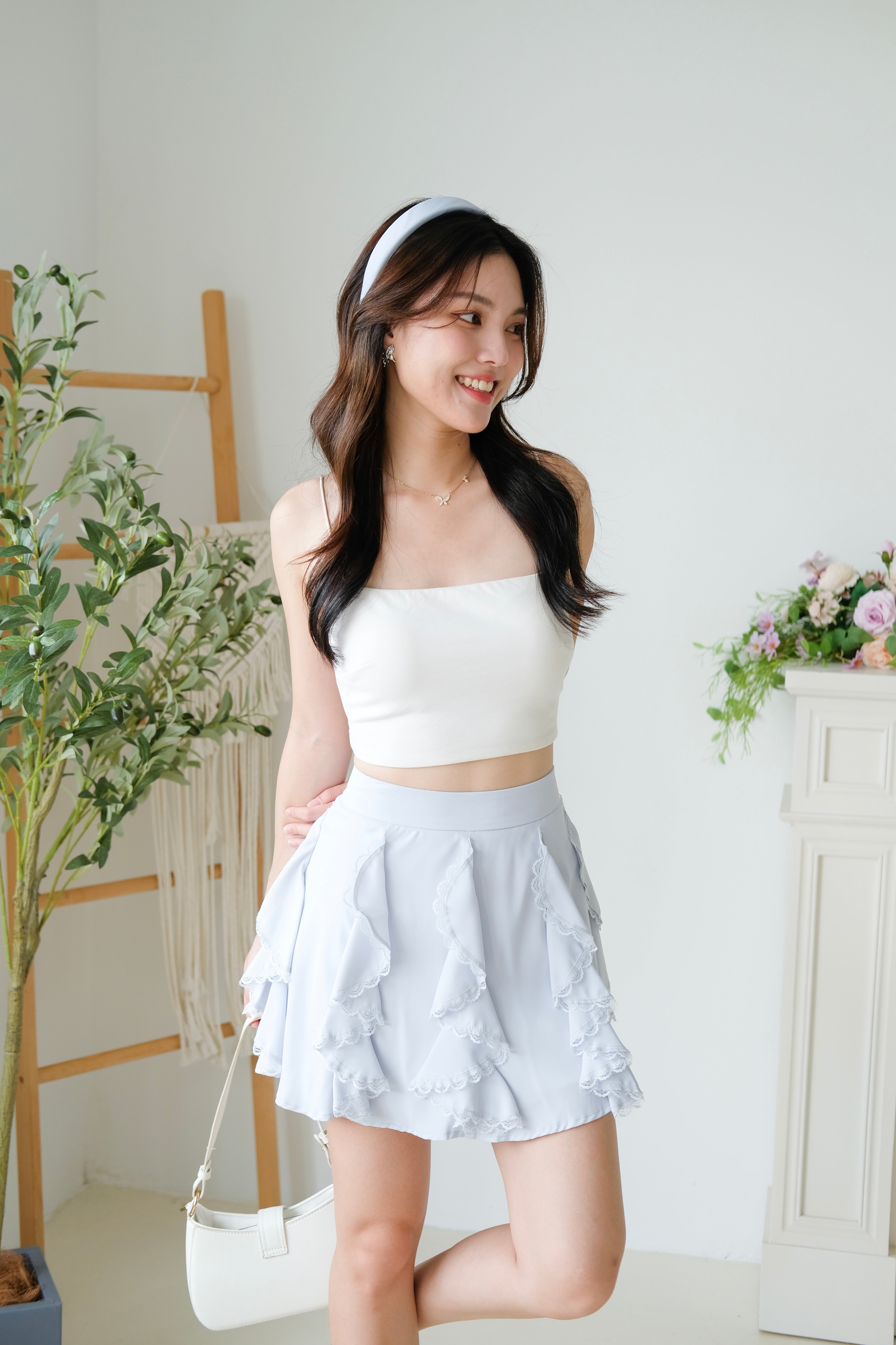 Winnie Ruffle Flare Skirt (Baby Blue)