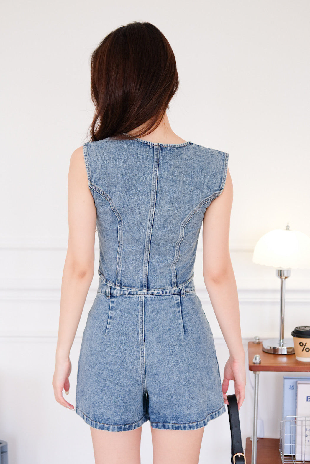 Velina Denim Vest Set (Light Blue)