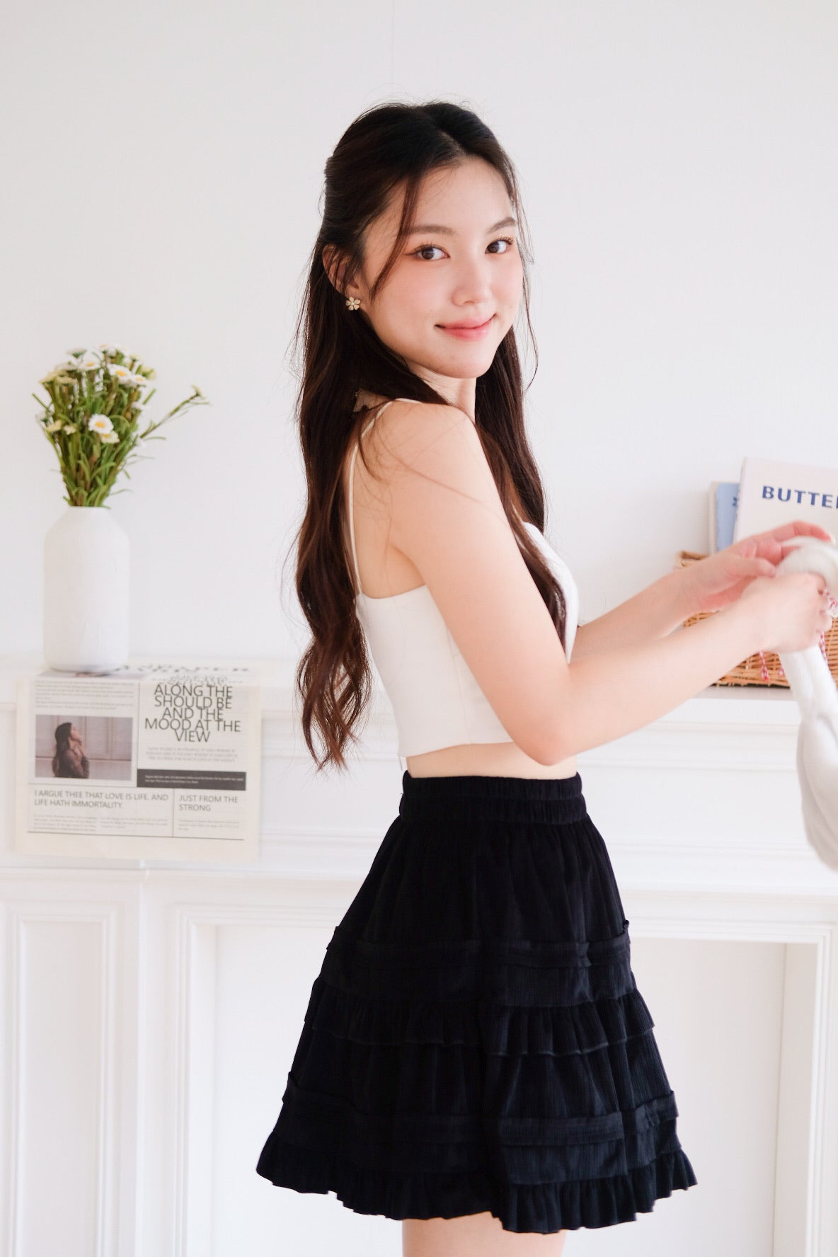 Geraldine Ruffle A Line Skirt (Black)