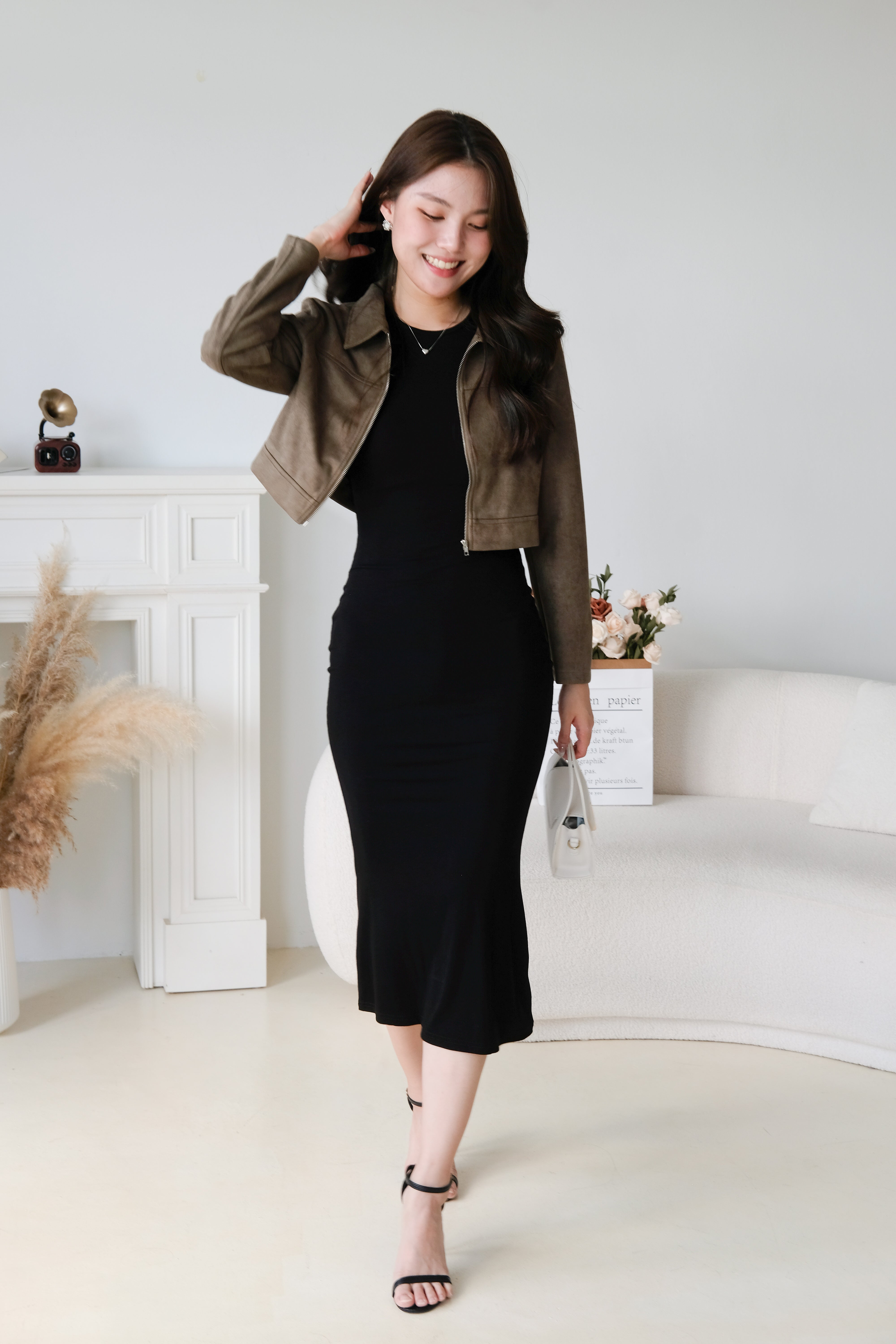 Stacey High Neck Bodycon Maxi Dress (Black)